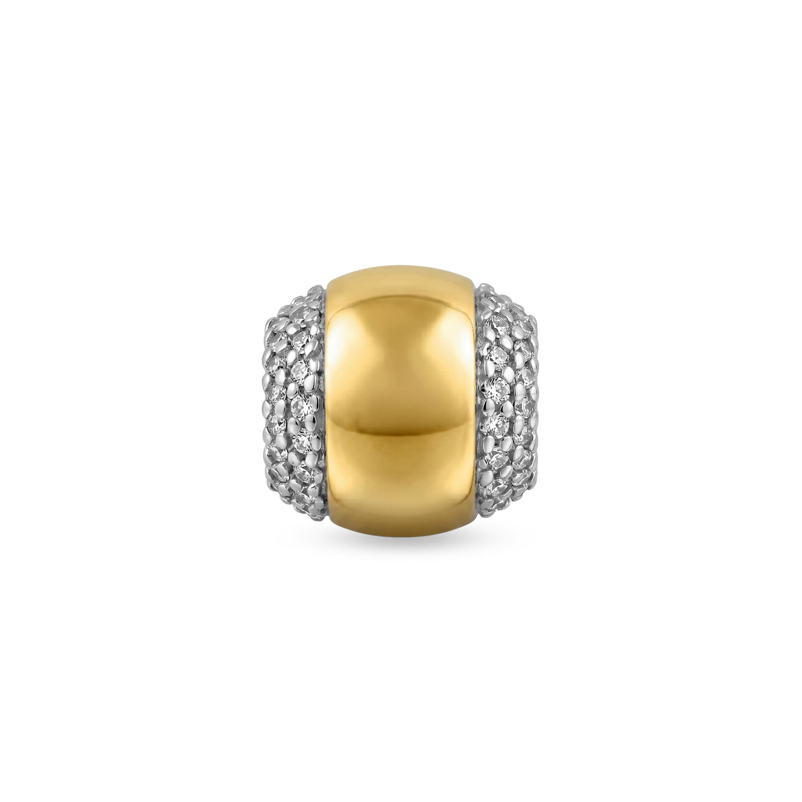 Pingente Tulum em Prata 925 e Ouro Amarelo 18k com Diamantes, 10mm