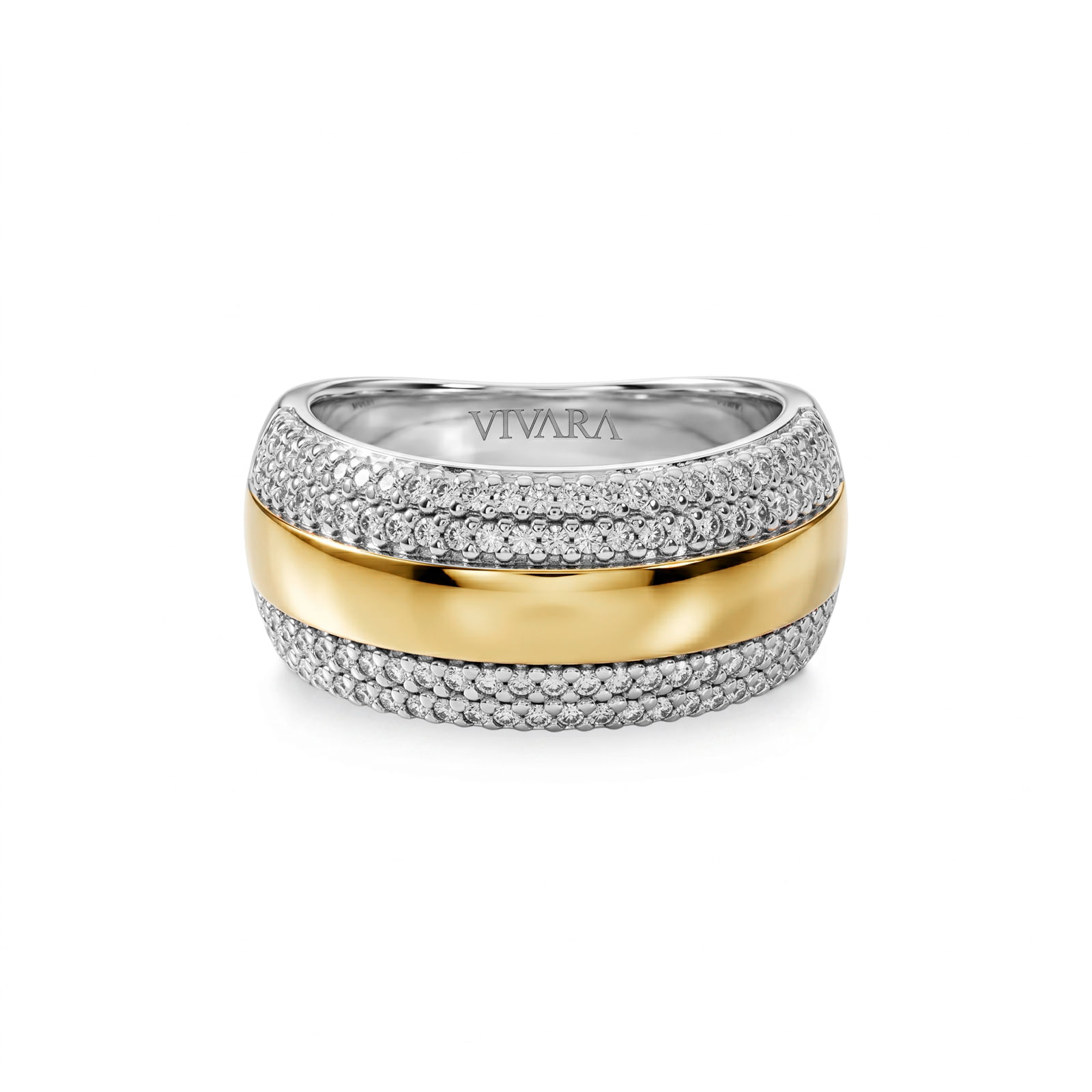Anel Tulum em Prata 925 e Ouro Amarelo 18k com Diamantes
