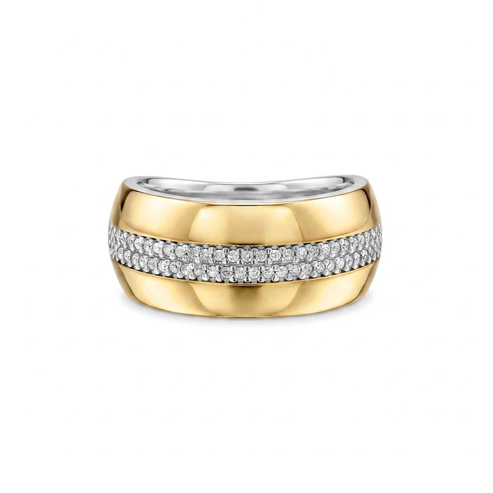 Anel Tulum em Prata 925 e Ouro Amarelo 18k com Diamantes