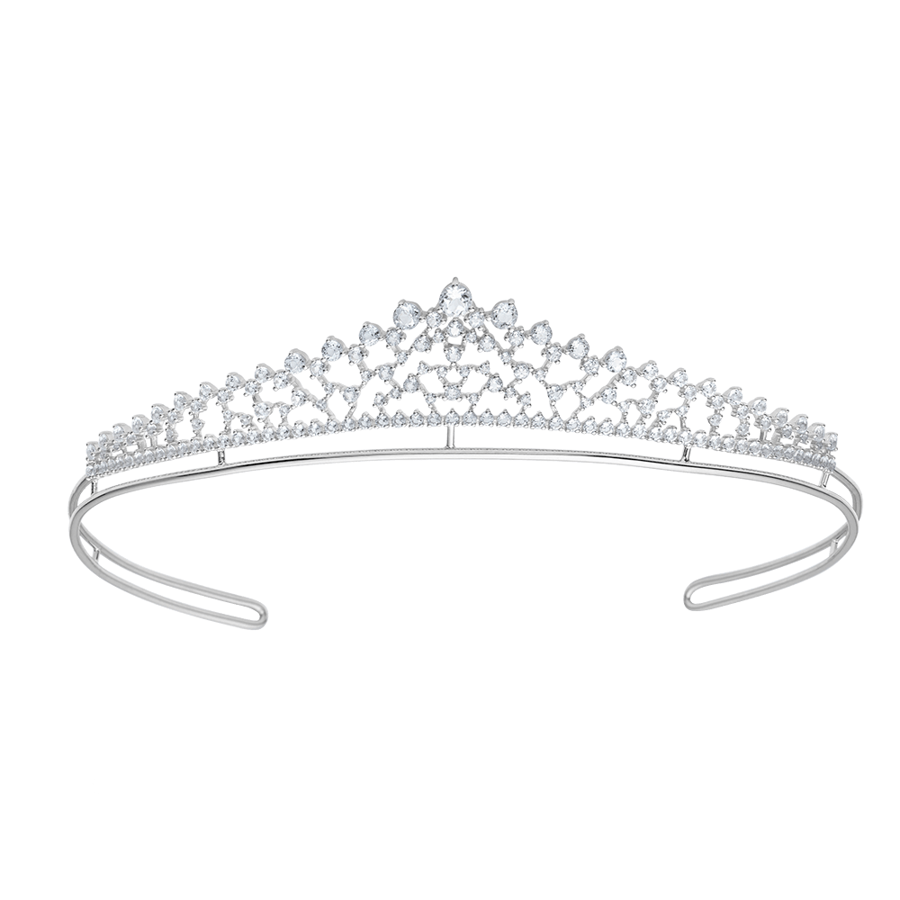 Tiara Coroa Noivas em Prata 925 com Topázios Incolores