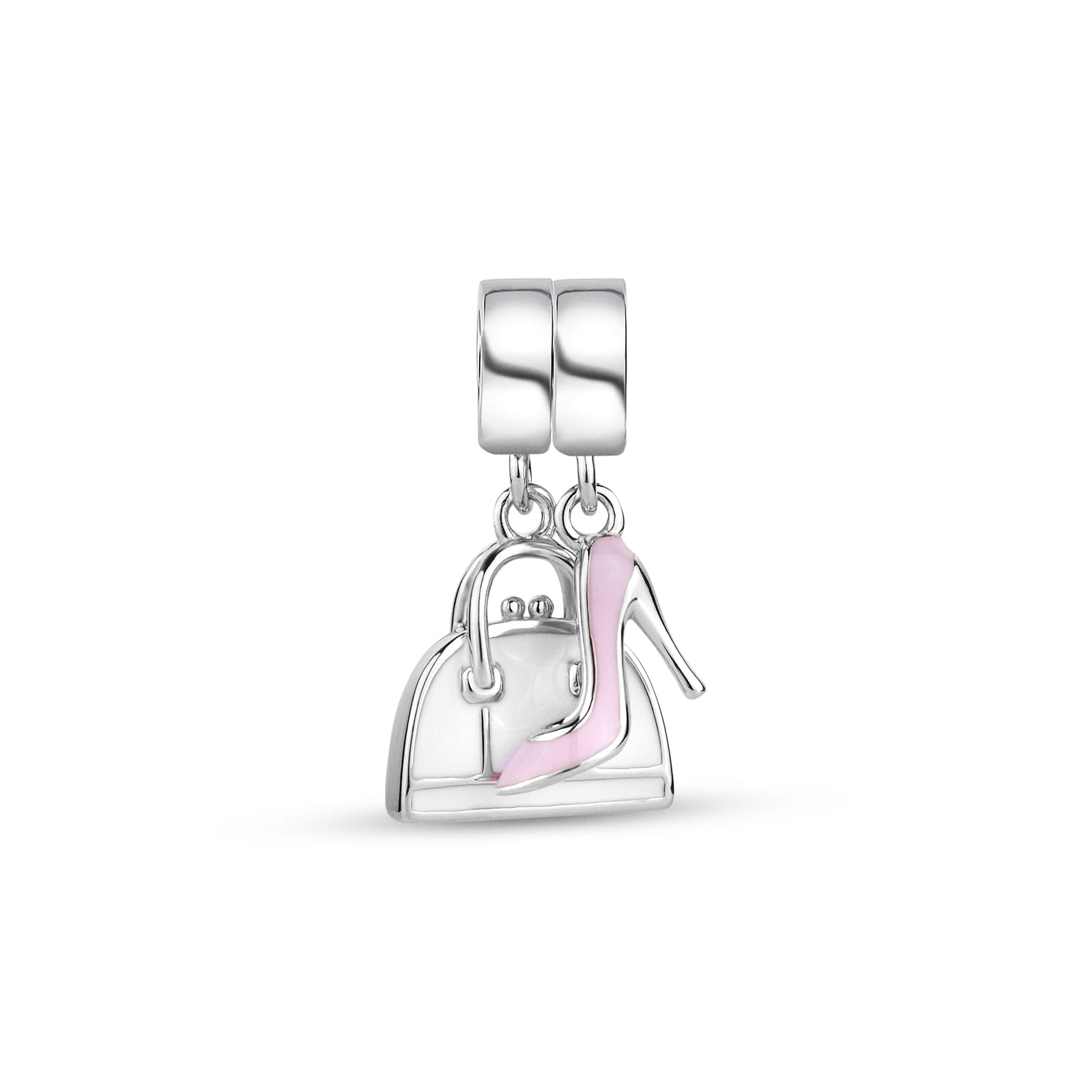 Pingente Life Fashion Bolsa e Sapato em Prata 925 Esmaltado