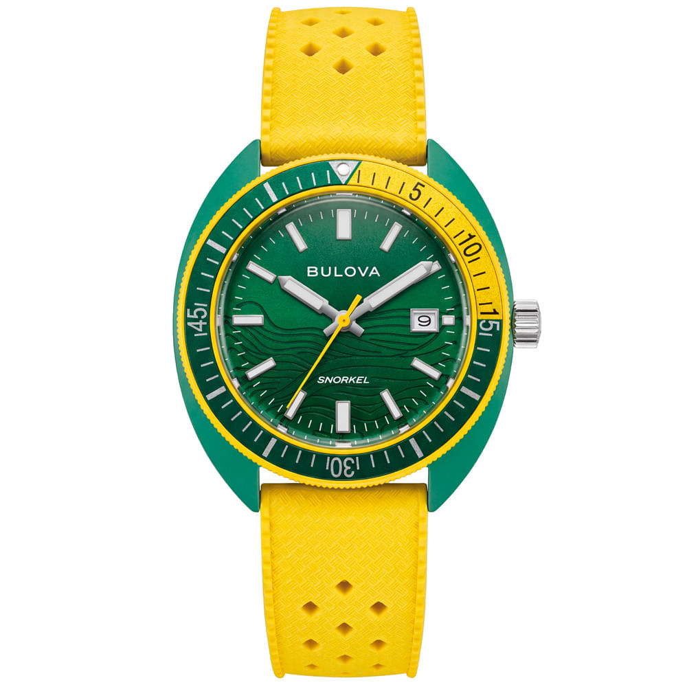 Relógio Bulova Masculino em Silicone Amarelo 98F470N Snorkel Ed Especial