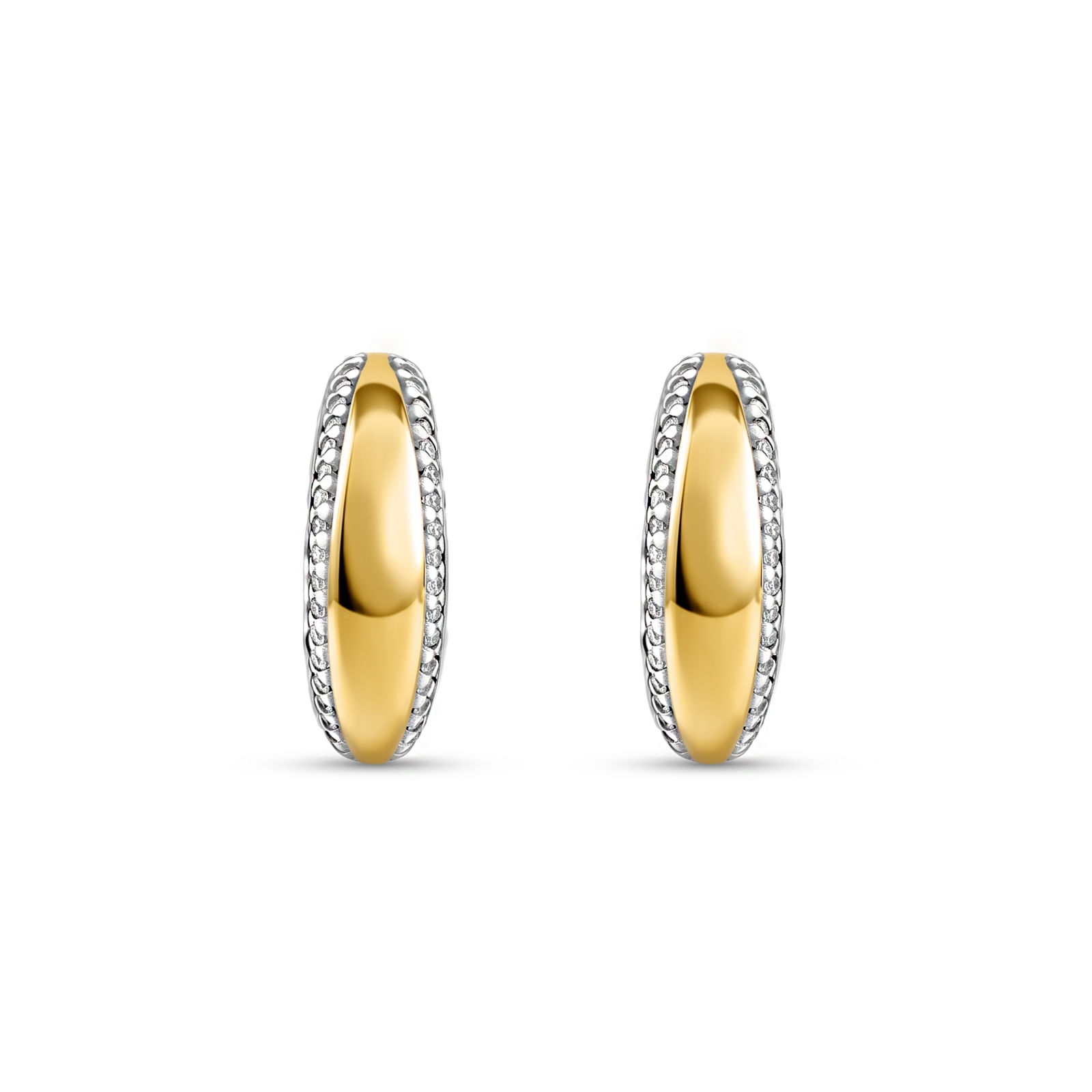 Argola Mykonos em Prata 925 e Ouro Amarelo 18k com Diamantes 0,28 ct, 16 mm