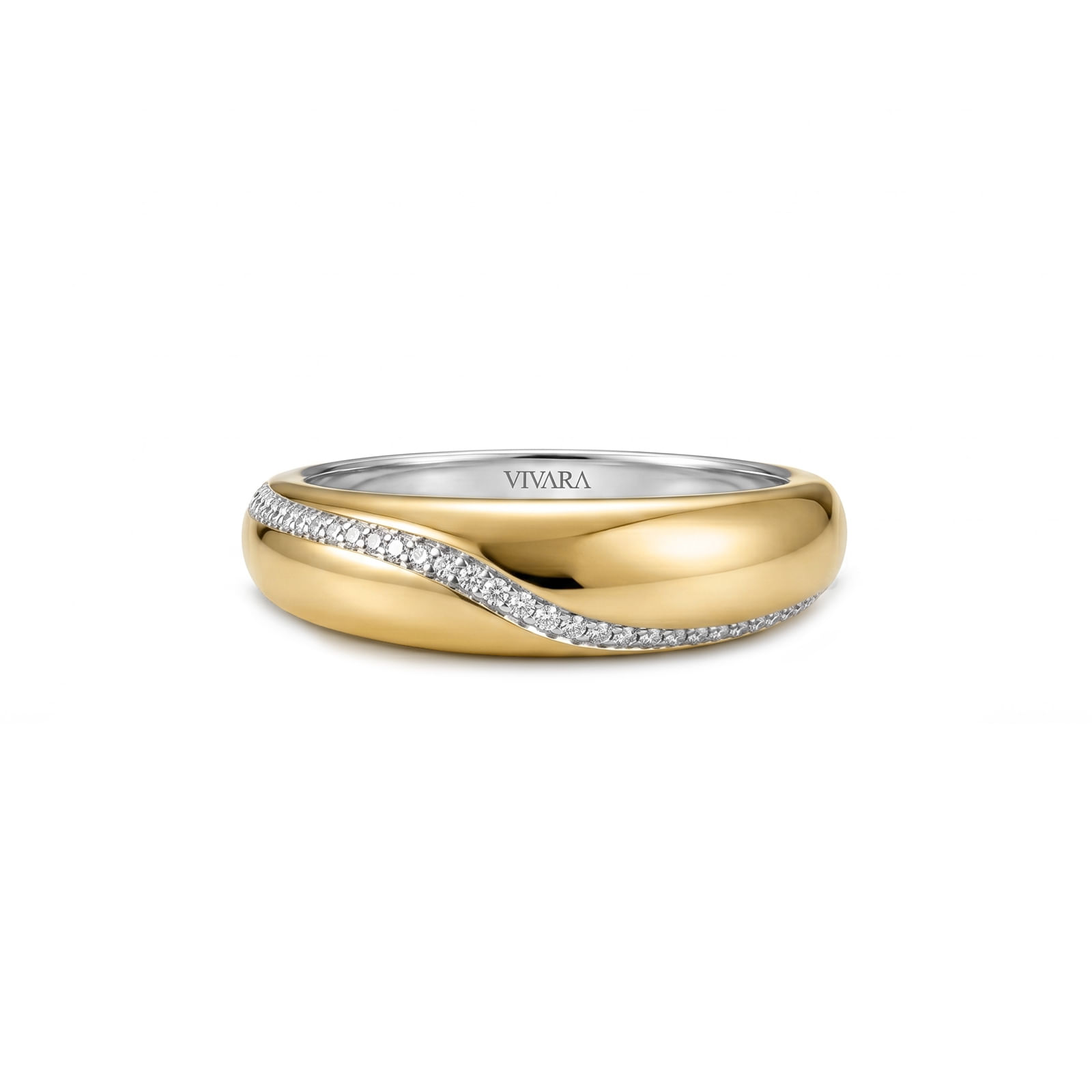 Anel Mykonos em Prata 925 e Ouro Amarelo 18k com Diamantes 0,11 ct