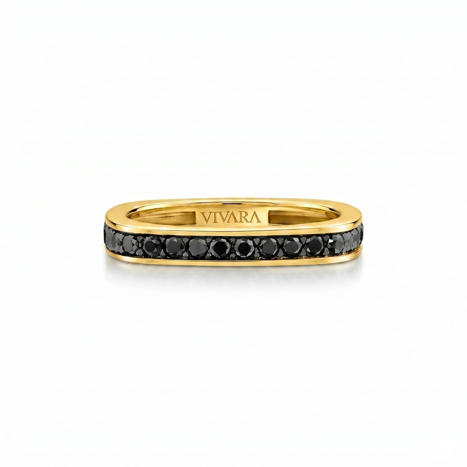 Anel Square em Ouro Amarelo 18k com Diamantes Negros