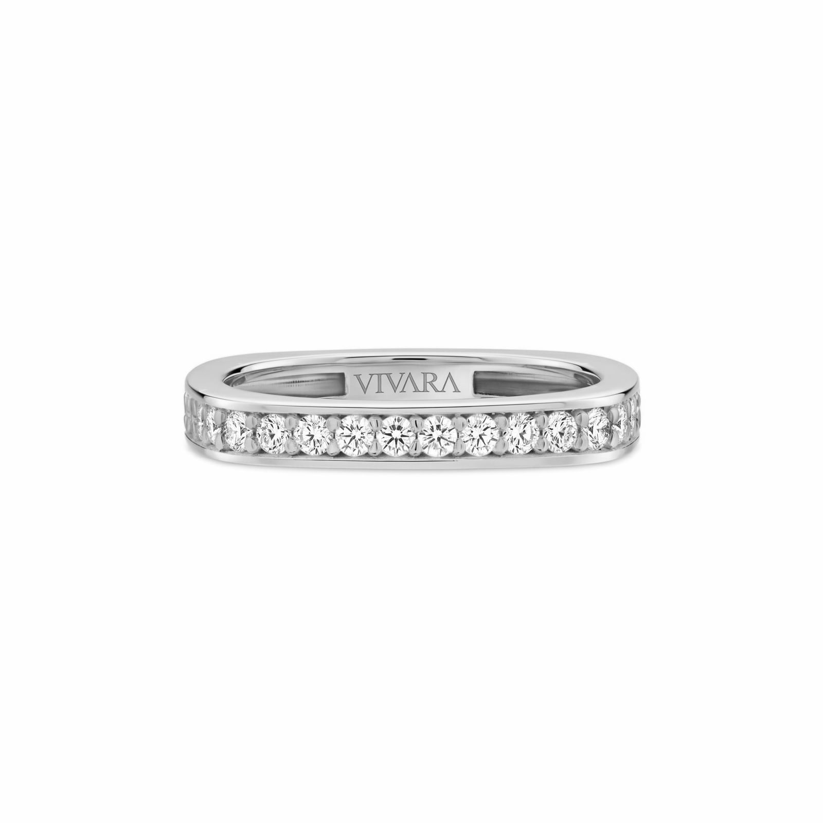 Anel Square em Ouro Branco 18k com Diamantes