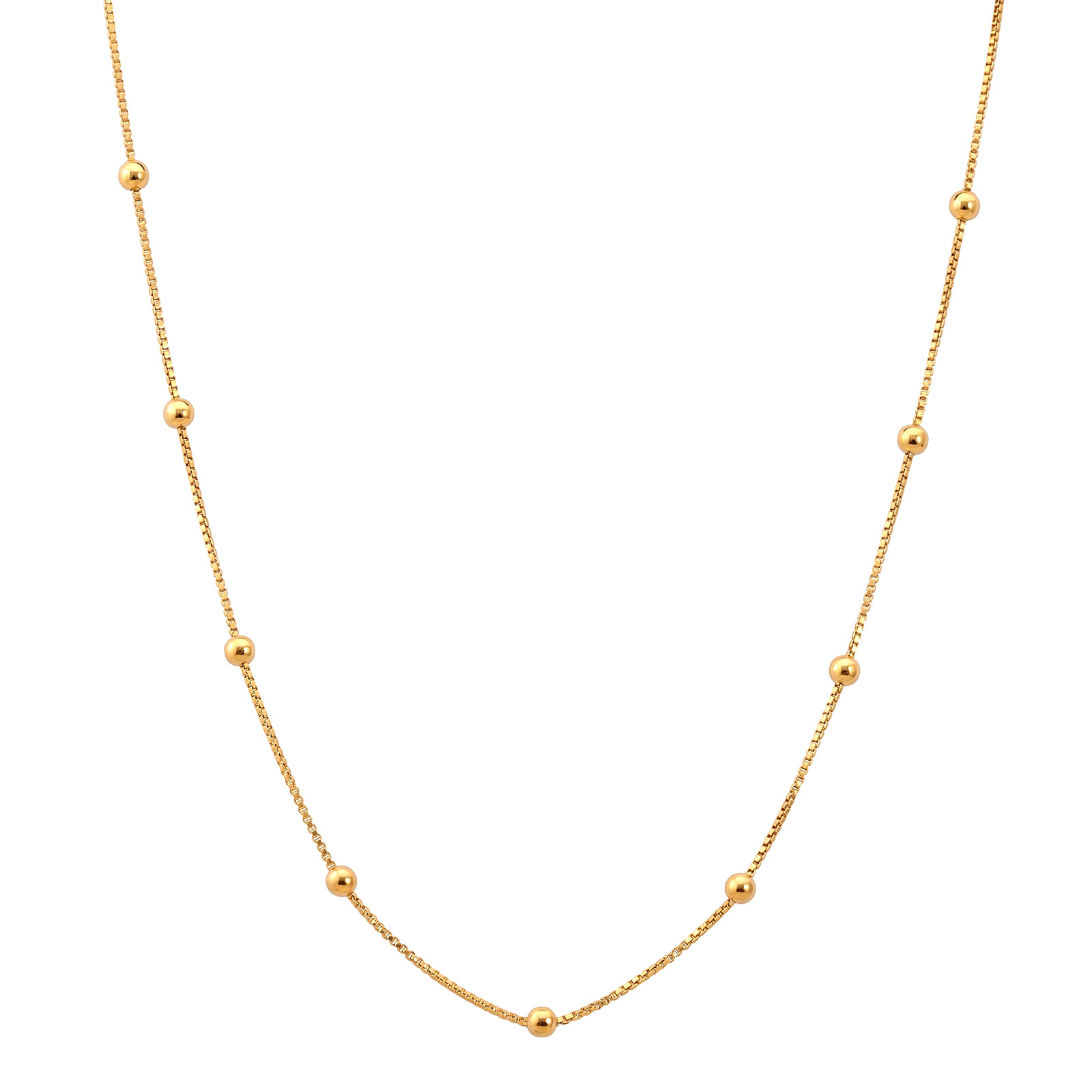 Corrente Life Veneziana com Bolinhas em Prata 925 com Banho de Ouro Amarelo 18K, 45cm