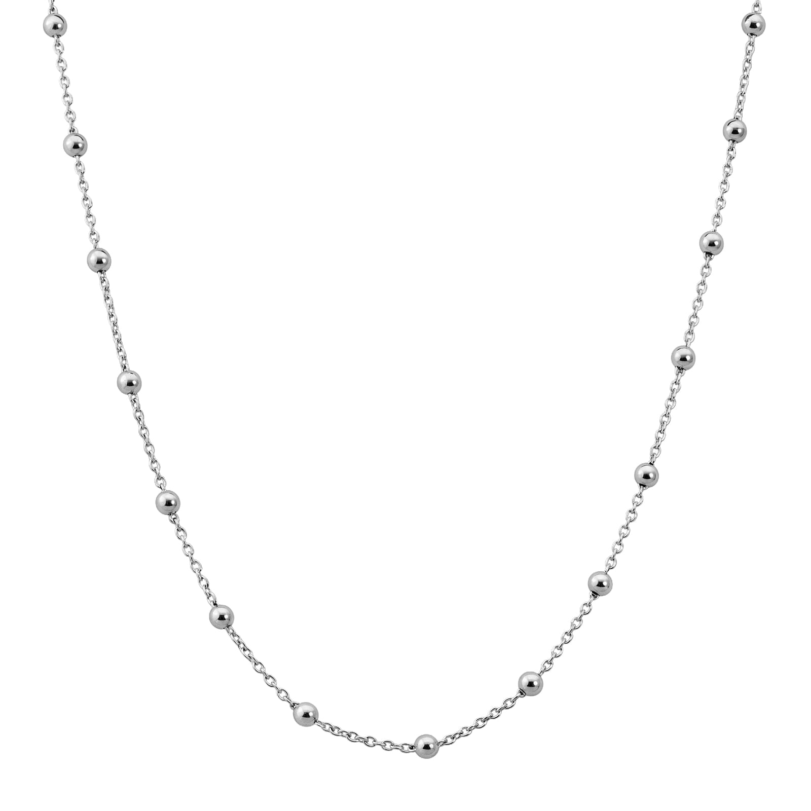 Corrente Life Cadeado com Bolinha em Prata 925, 45cm