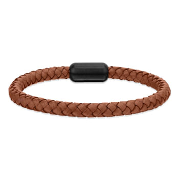 Pulseira Life em Couro Marrom com Aço