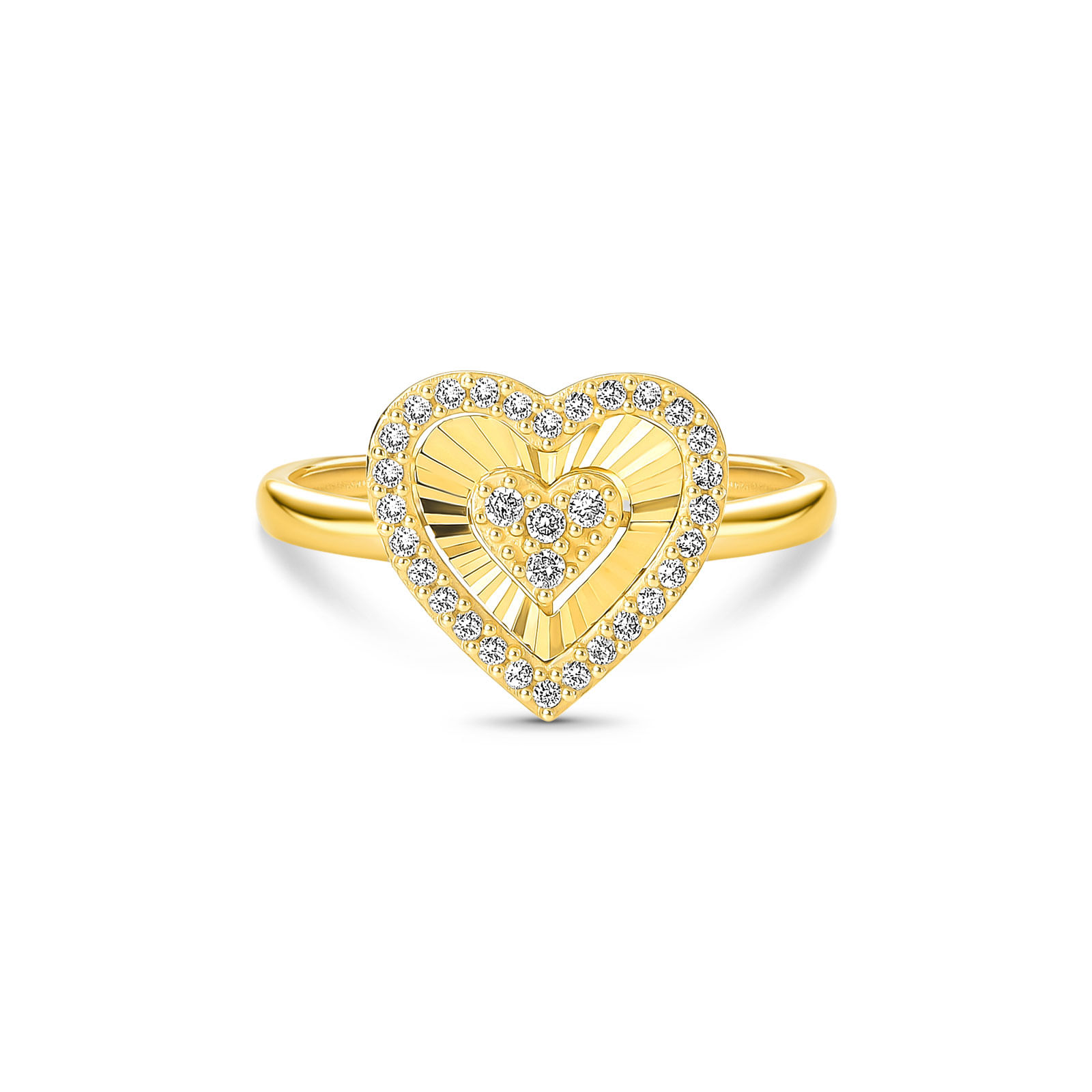 Anel Lumina II Coração em Ouro Amarelo 18k com Diamantes 0,18 ct