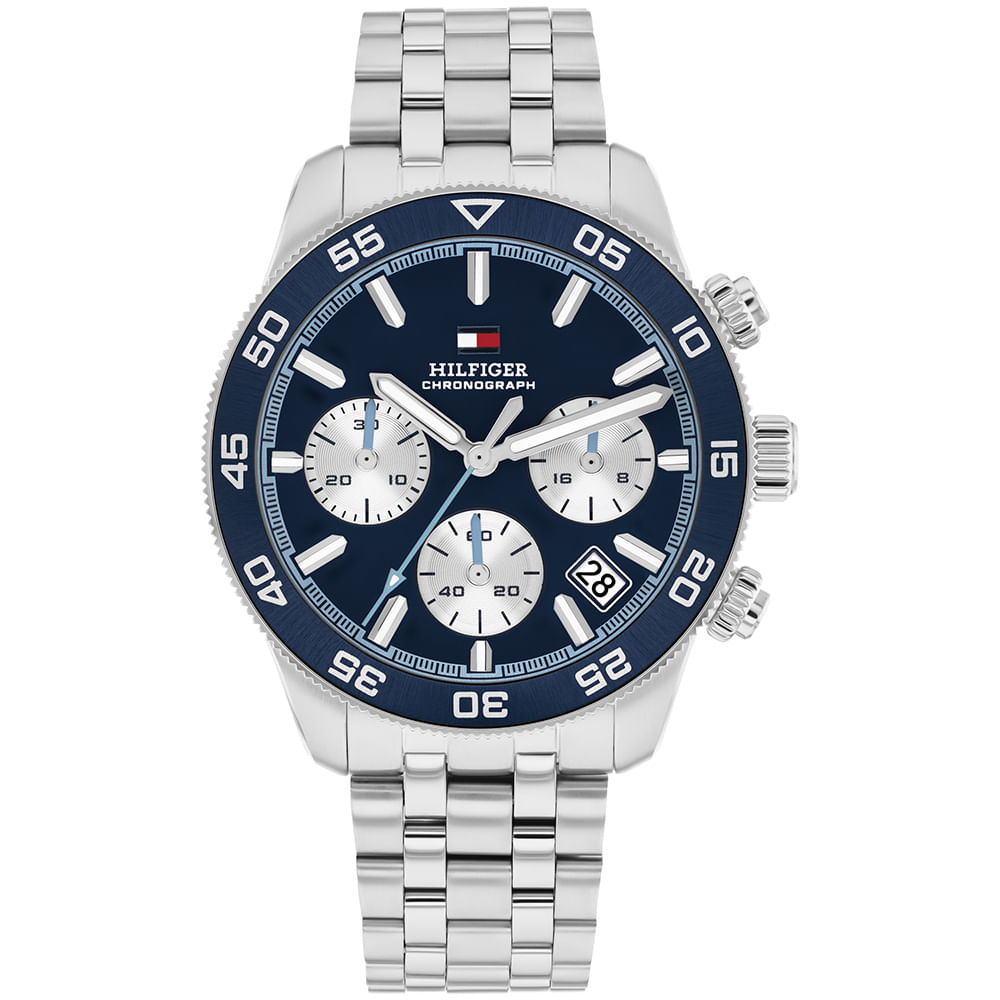 Relógio Tommy Hilfiger TH85 Cronograph Masculino em Aço Prateado 1710743