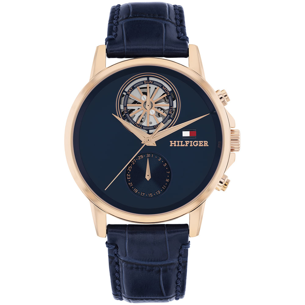 Relógio Tommy Hilfiger Stewart Masculino em Couro Azul 1710747