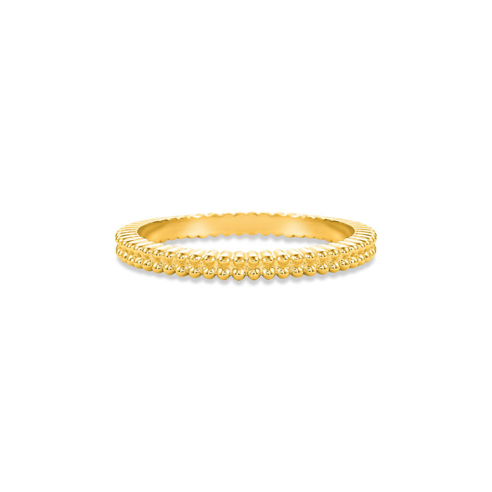 Anel Life Duplo Bolinhas em Prata 925 com Banho de Ouro Amarelo 18k