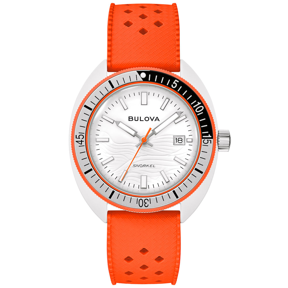 Relógio Bulova Snorkel Masculino em Silicone Laranja 98B448N