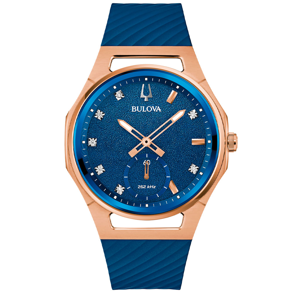Relógio Bulova Curv Feminino em Silicone Azul 97P174N