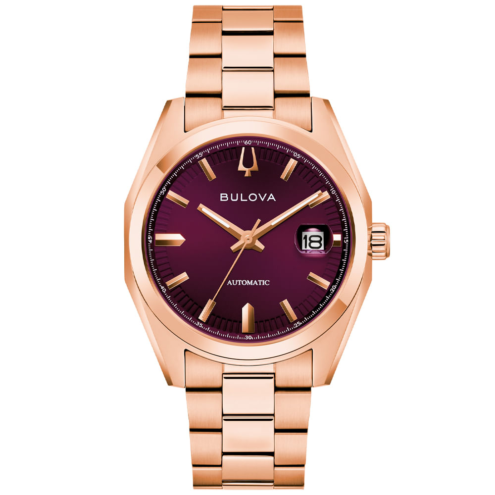 Relógio Bulova Surveyor Automático Masculino em Aço Rosé 97B234