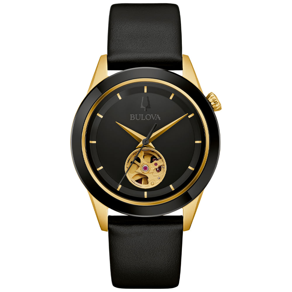 Relógio Bulova Millennia Masculino em Couro Preto 98A327N