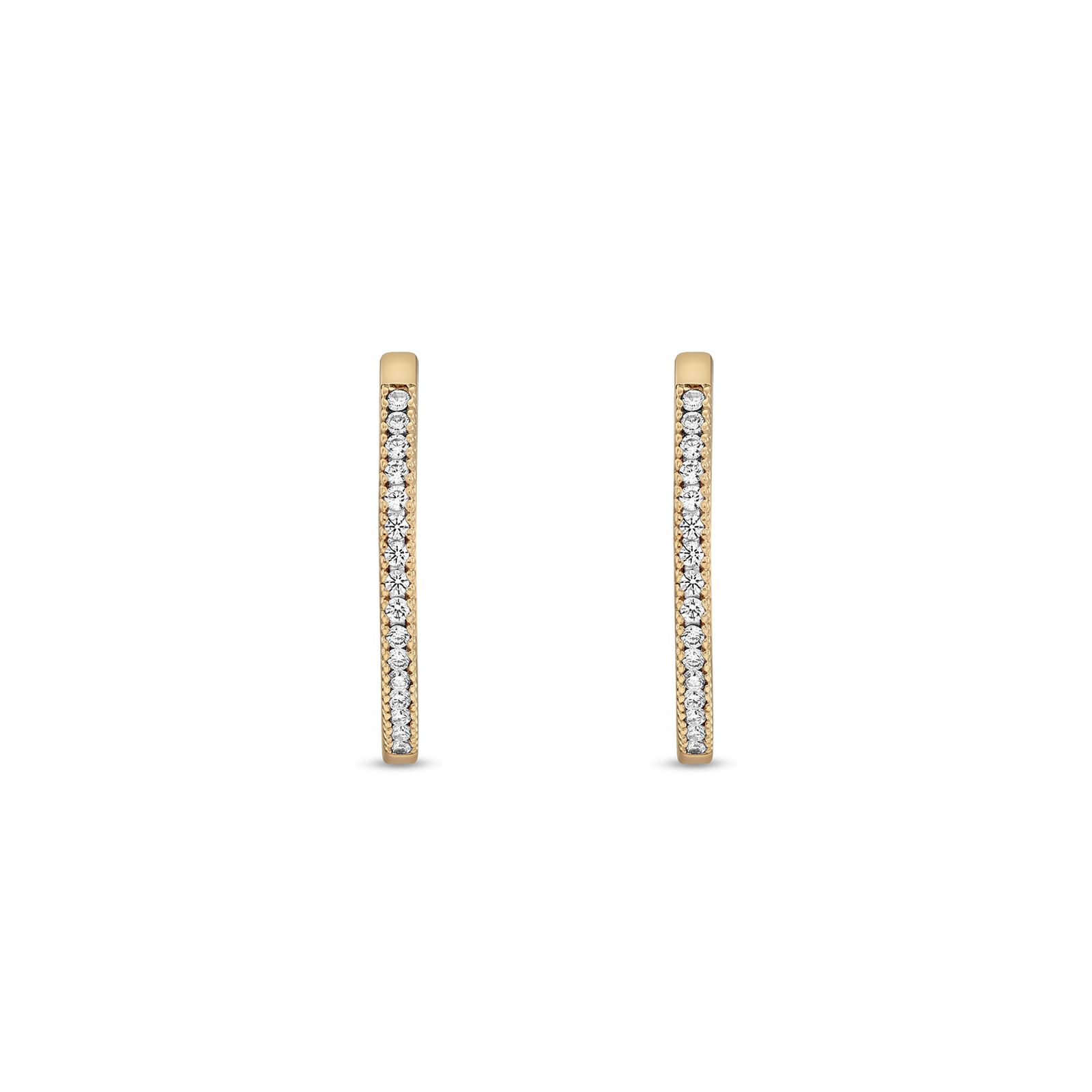 Argola Navete em Ouro Amarelo 18k com Topázios Incolores, 18mm