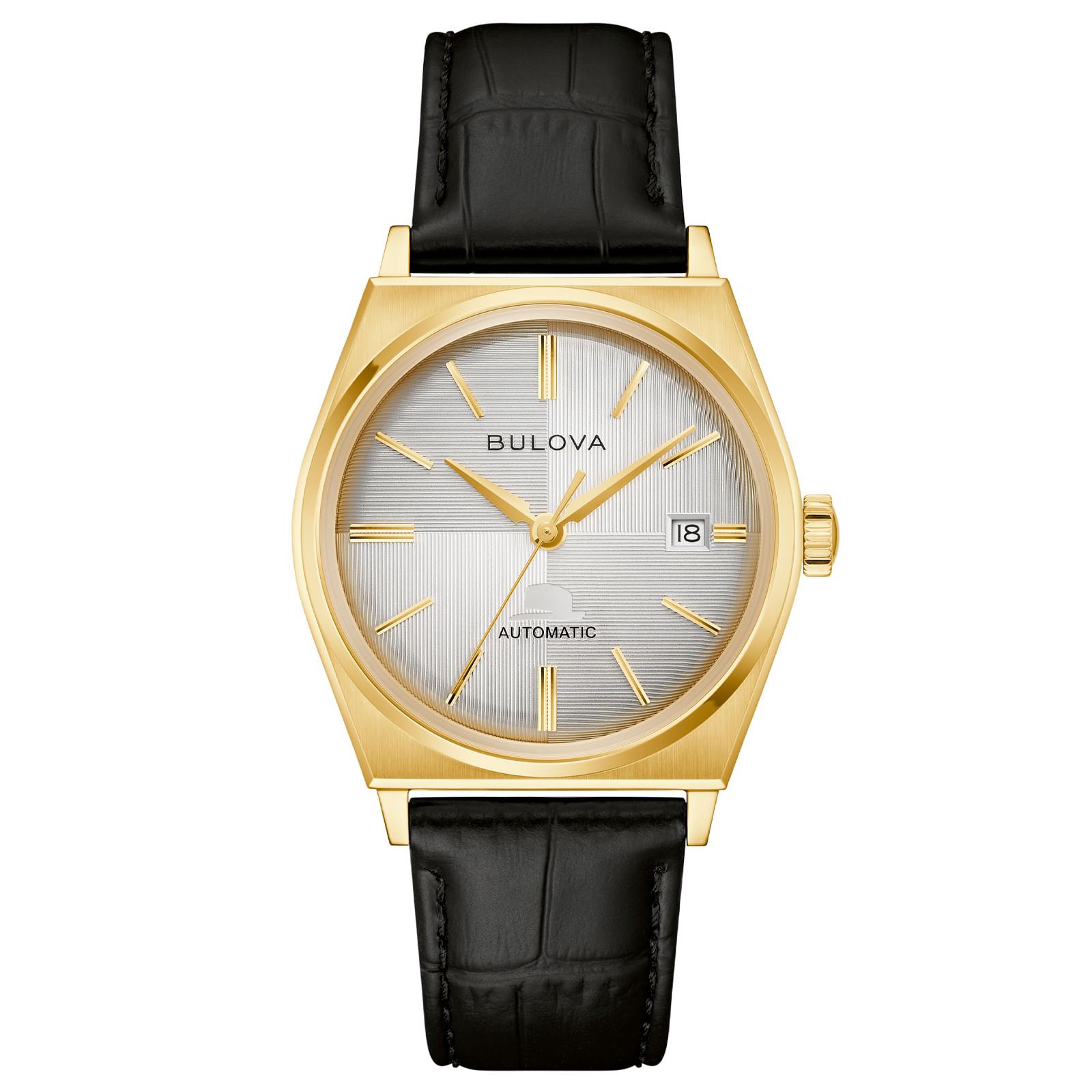 Relógio Bulova Frank Sinatra Automático Masculino em Couro Preto 97B243N