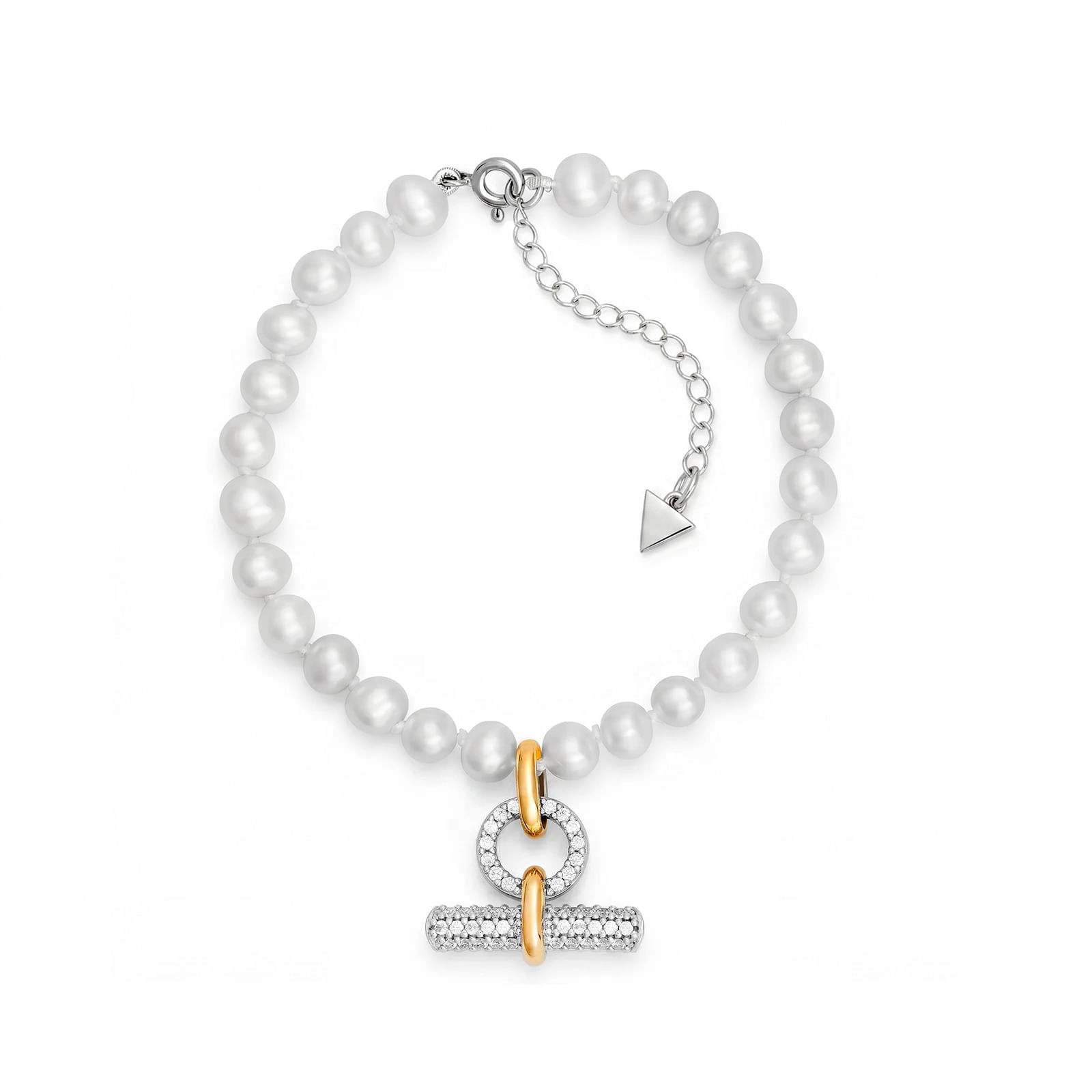 Pulseira Orbis em Prata 925 e Ouro Amarelo 18k com Safira Incolor