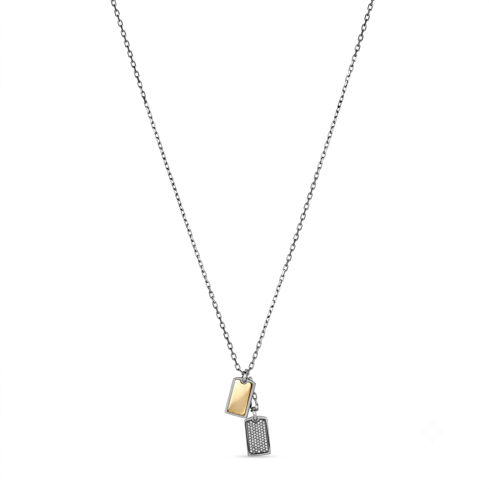 Colar Brave em Prata 925 e Ouro Amarelo 18K com Safiras Incolores, 60 cm