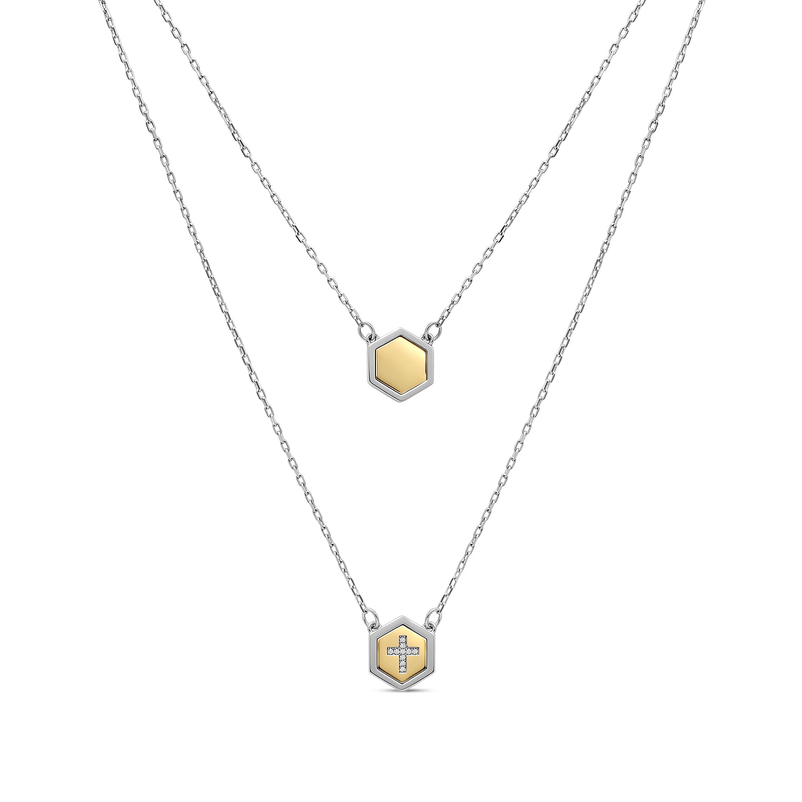 Escapulário Brave em Prata 925 e Ouro Amarelo 18K, 70 cm