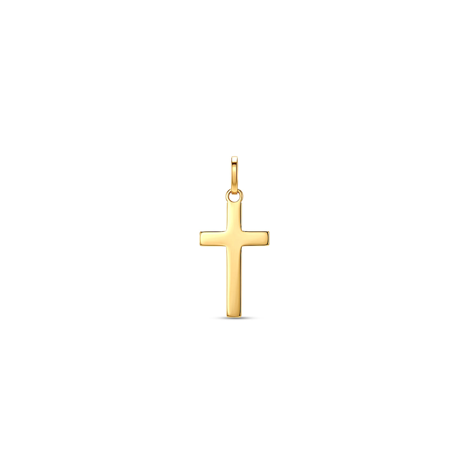 Pingente Cruz Lisa em Ouro Amarelo 18K, 16 mm