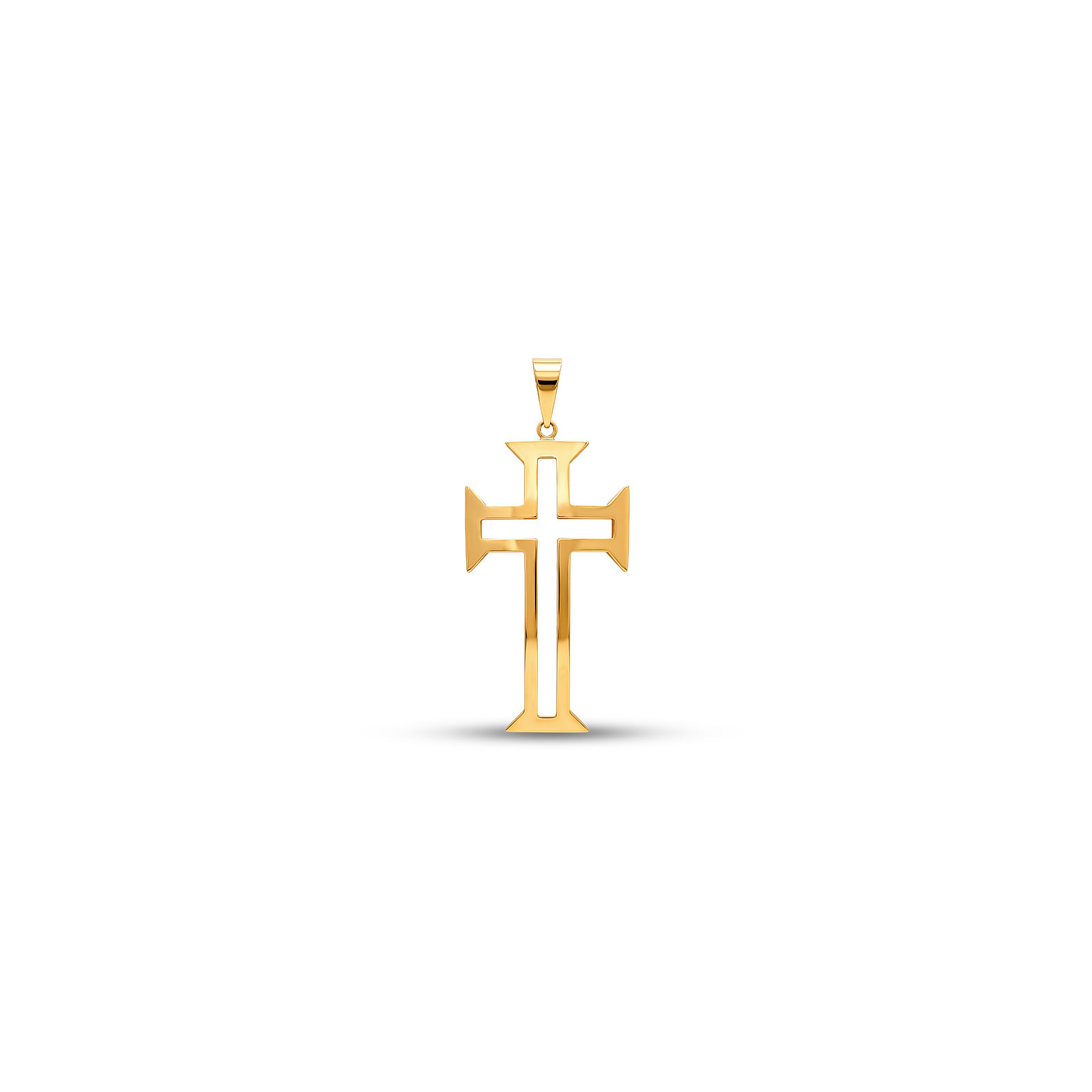 Pingente Cruz Vazada em Ouro Amarelo 18K, 30 mm