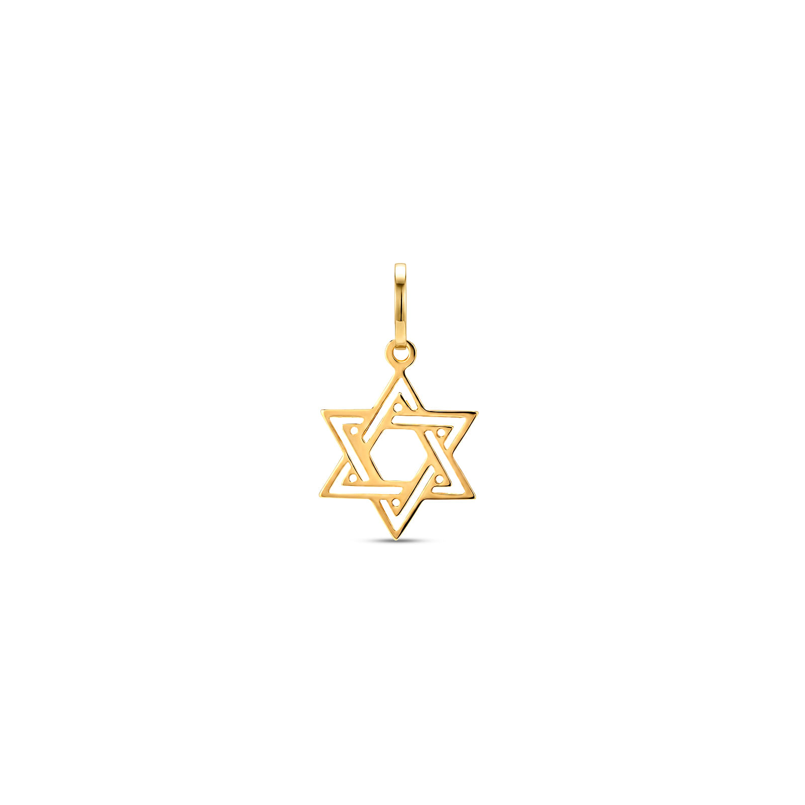 Pingente Medalha Estrela de Davi em Ouro Amarelo 18K, 18 mm