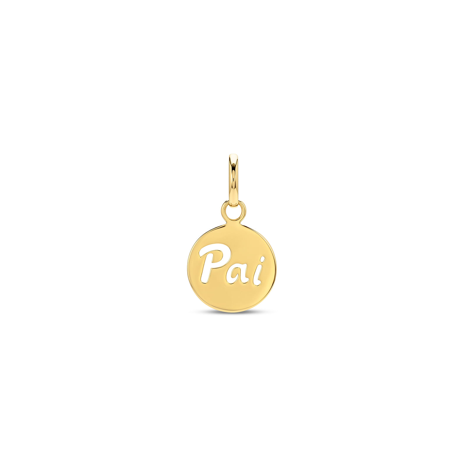 Pingente Medalha Pai em Ouro Amarelo 18K, 10 mm