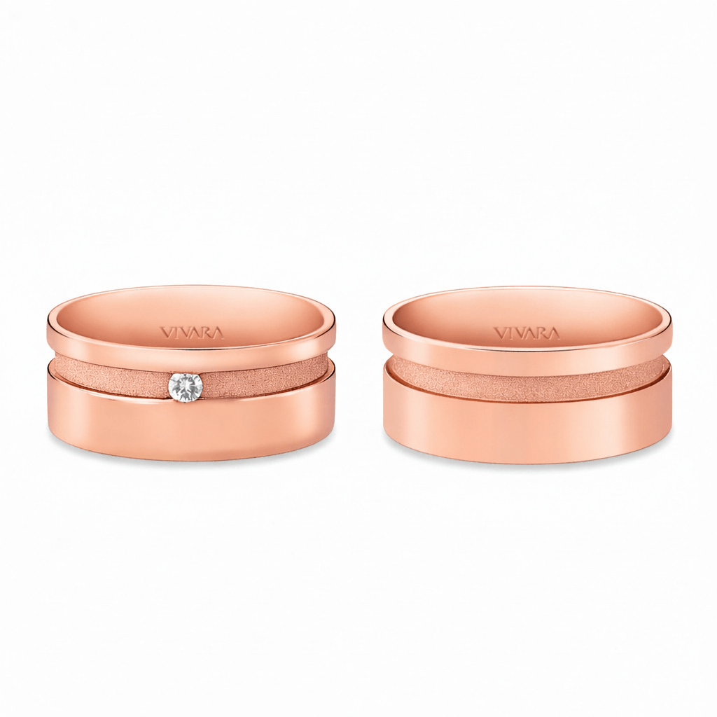 Conjunto Alianças Valentines Ouro Rose 18k, 8mm