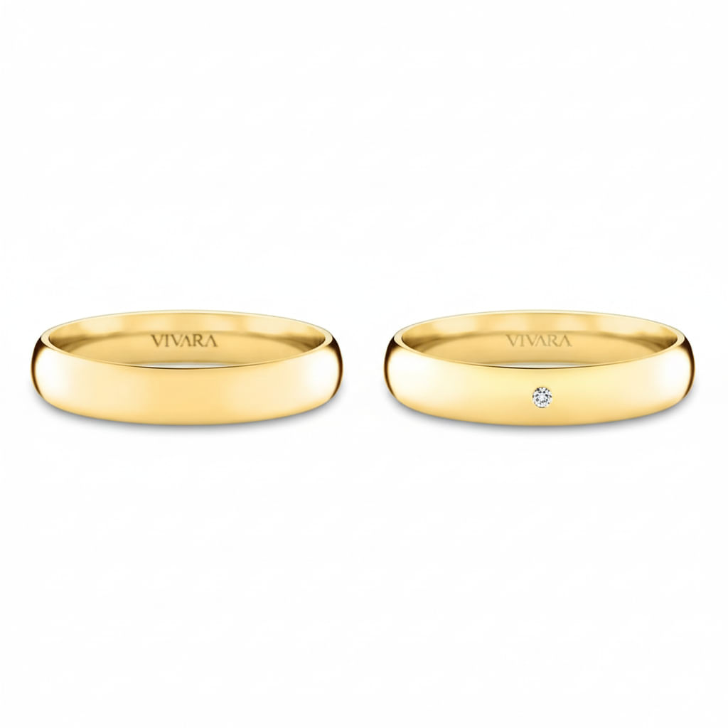 Conjunto Alianças Lovely Ouro Amarelo 18k, 4mm