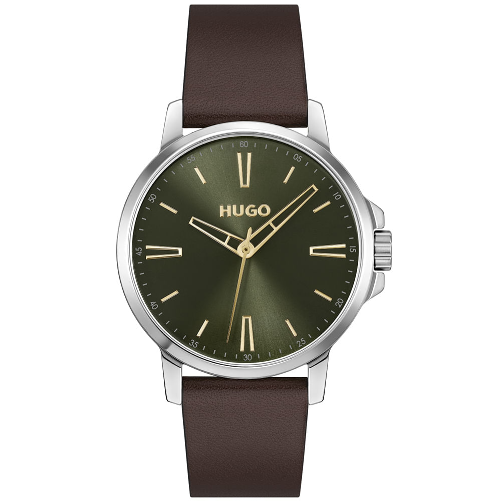 Relógio Hugo Smooth Masculino em Couro Marrom 1530418