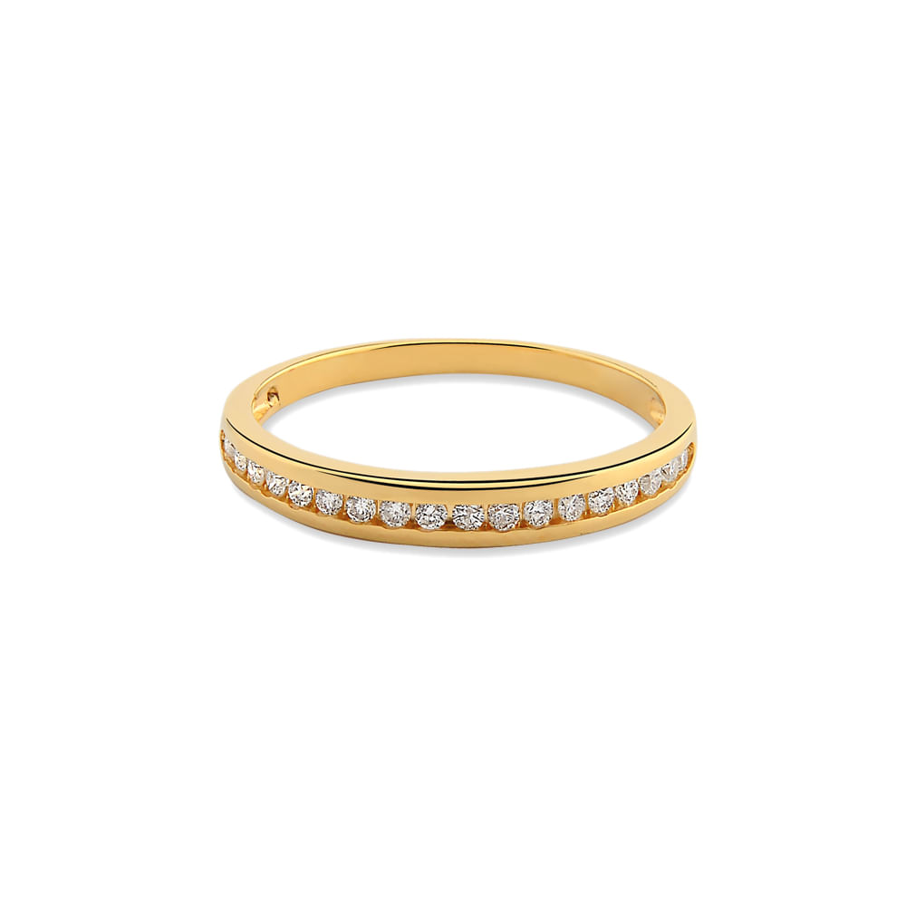 Meia Aliança Jazz em Ouro Amarelo 18k com Diamantes, 2mm