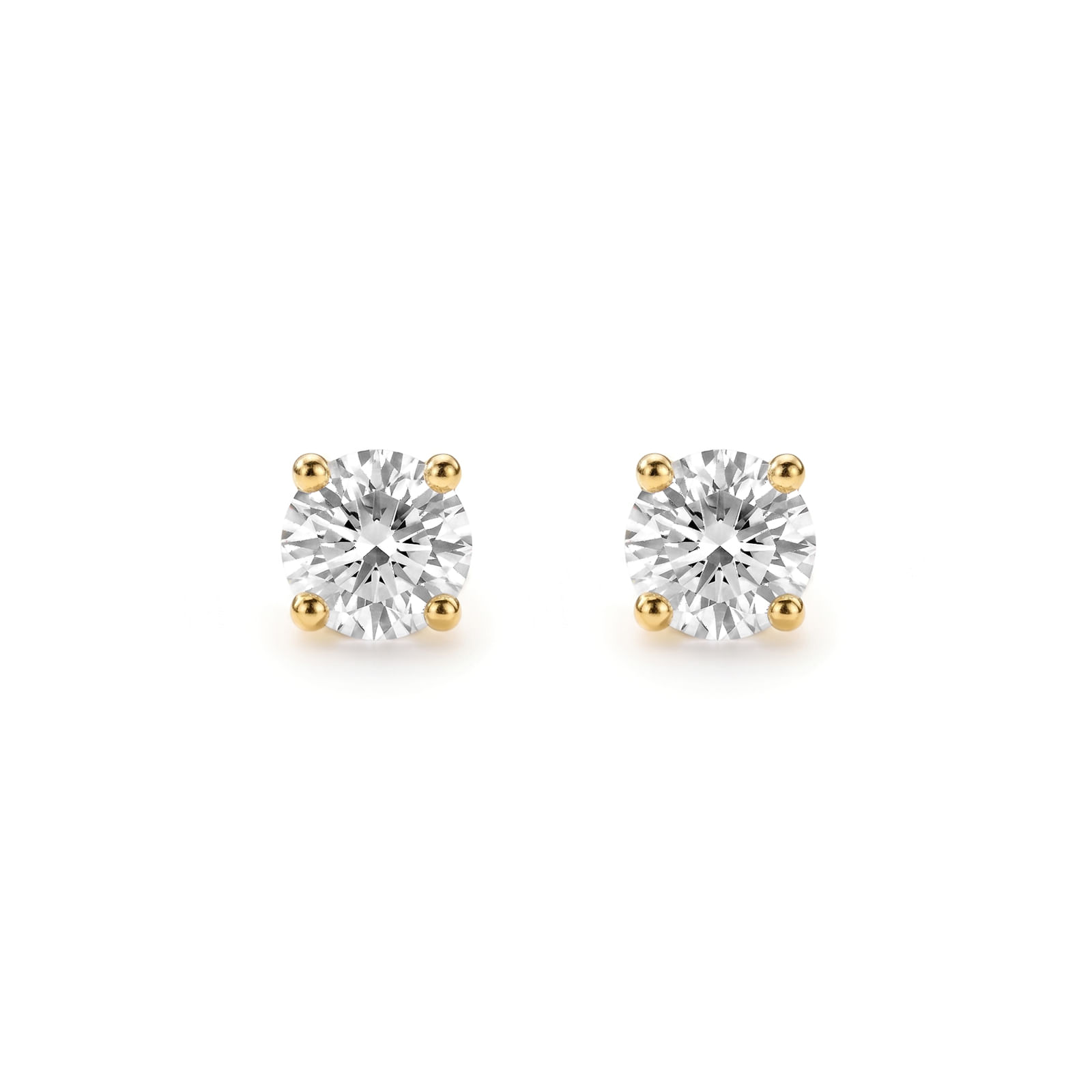 Brinco Solitário em Ouro Amarelo 18k com Diamantes 1 ct