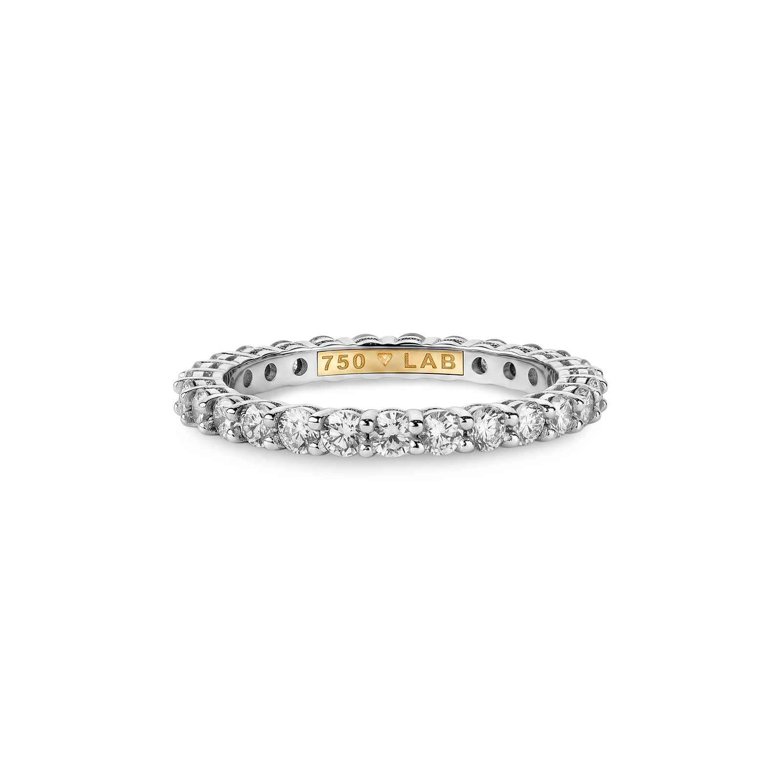Aliança Inteira Cielo em Ouro Branco com Ouro Amarelo e Diamante de Laboratório 0,05ct