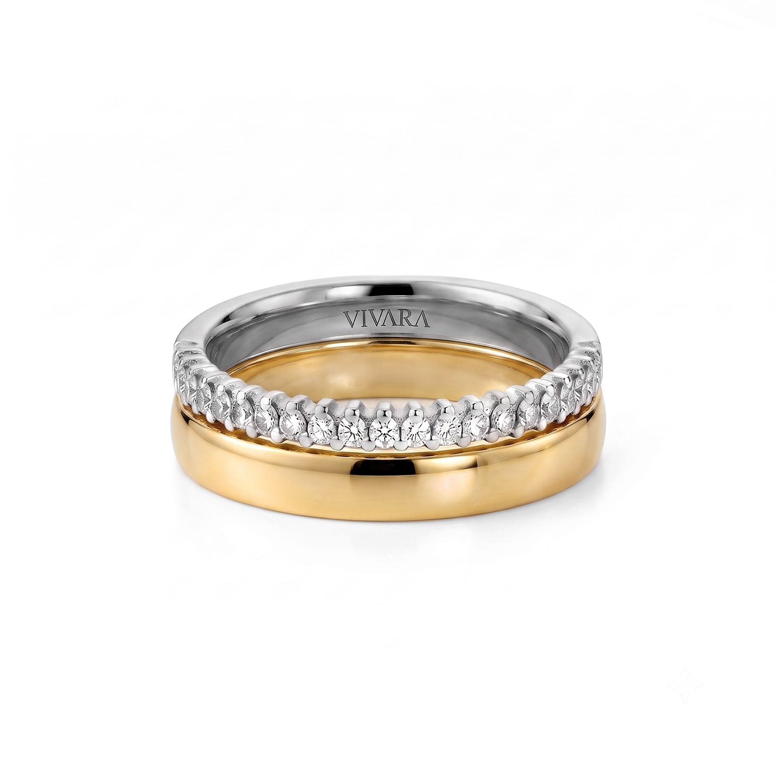 Aliança Essence em Ouro Branco e Ouro Amarelo 18k com Diamantes 0,51 ct, 6mm