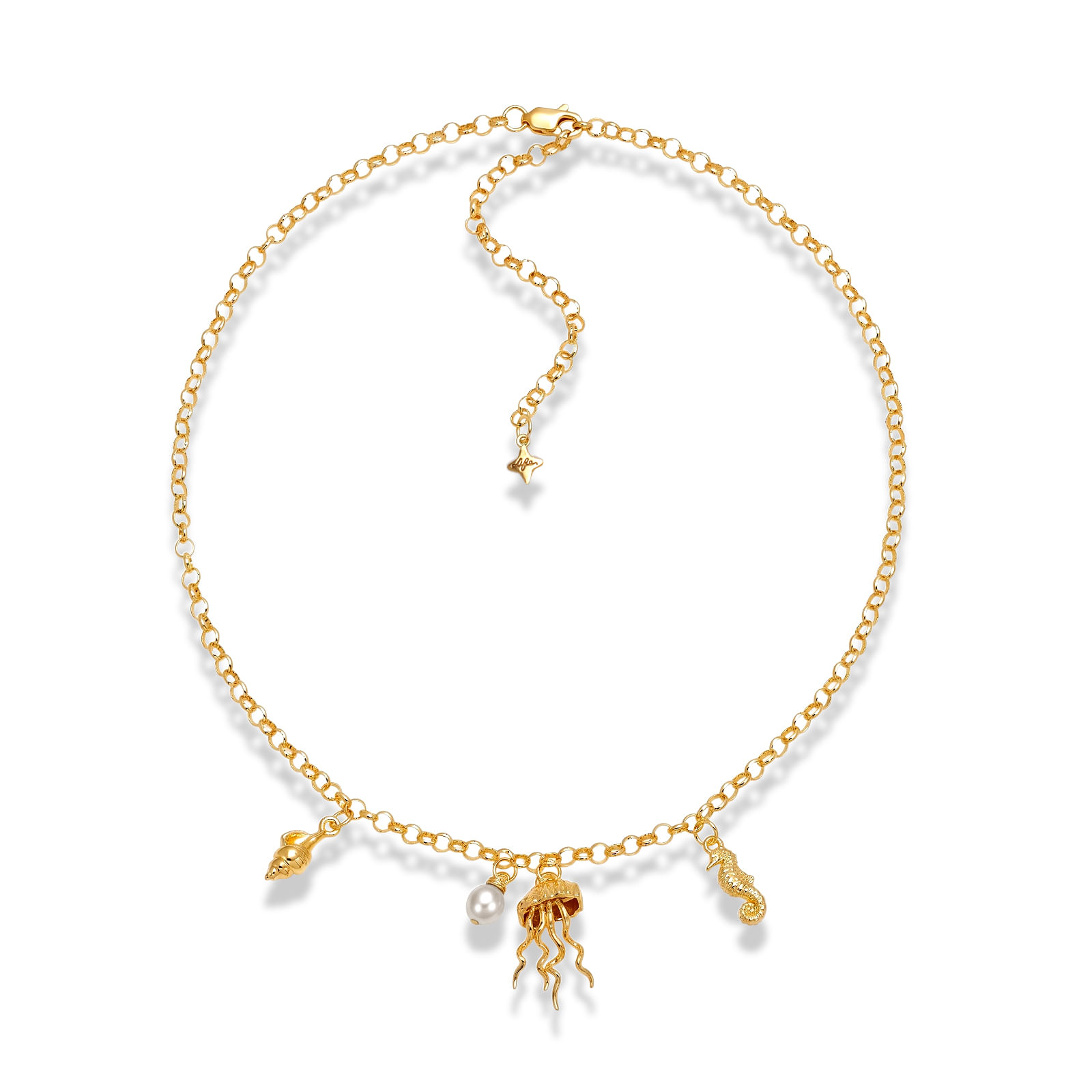 Colar Life Summer em Prata 925 com Banho de Ouro Amarelo 18k e Pérolas