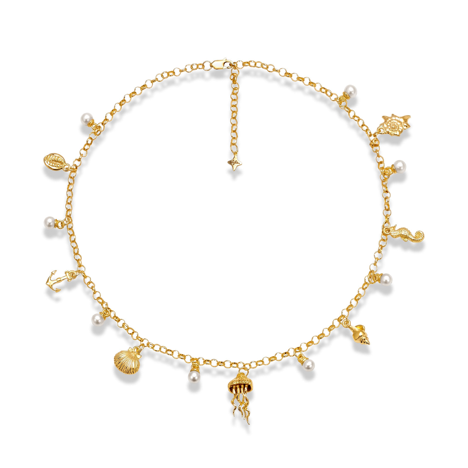 Colar Life Summer em Prata 925 com Banho de Ouro Amarelo 18k e Pérolas