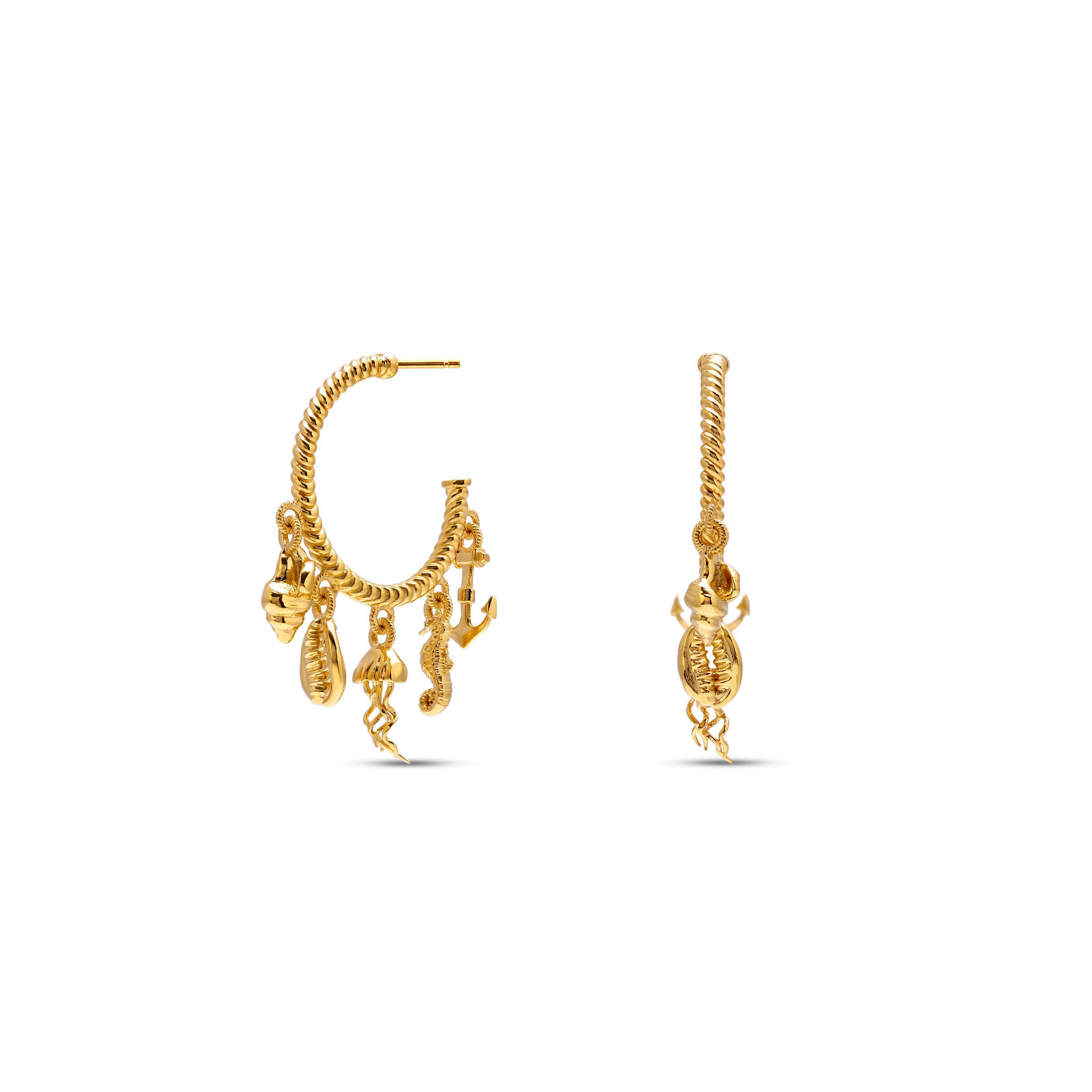 Argola Life Summer em Prata 925 com Banho de Ouro Amarelo 18k, 42mm