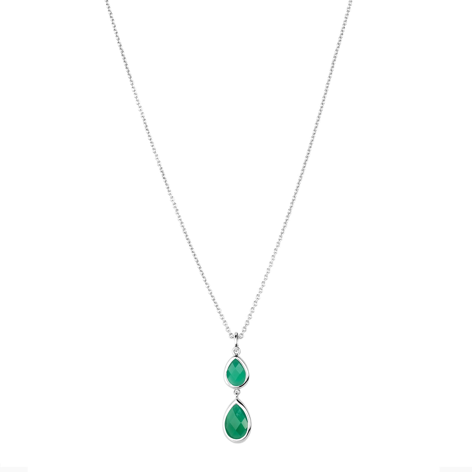 Colar Ivy em Prata 925 com Ágata Verde, 45cm