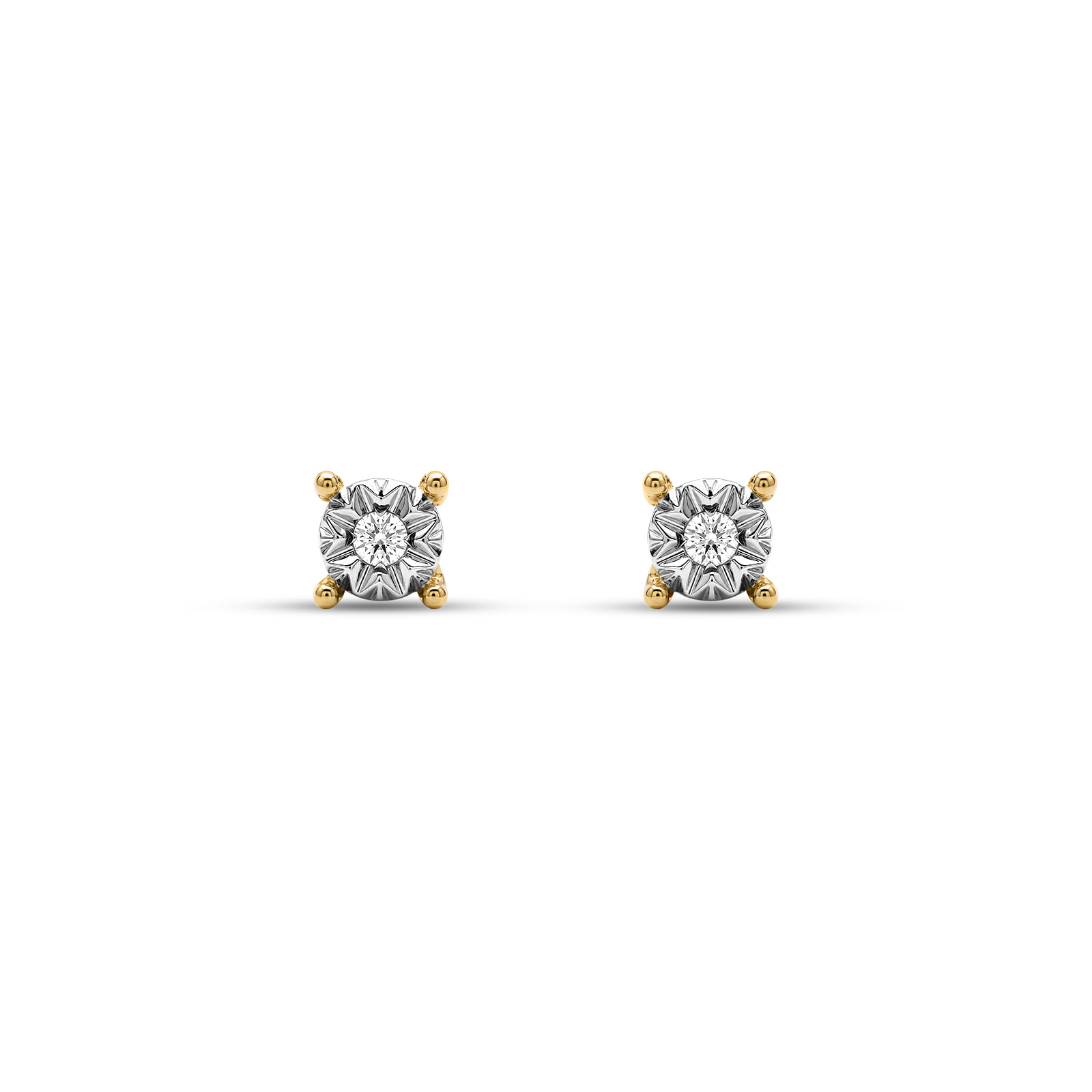 Brinco Solitário Illusion em Ouro Amarelo 18k com Diamante de 0,010ct