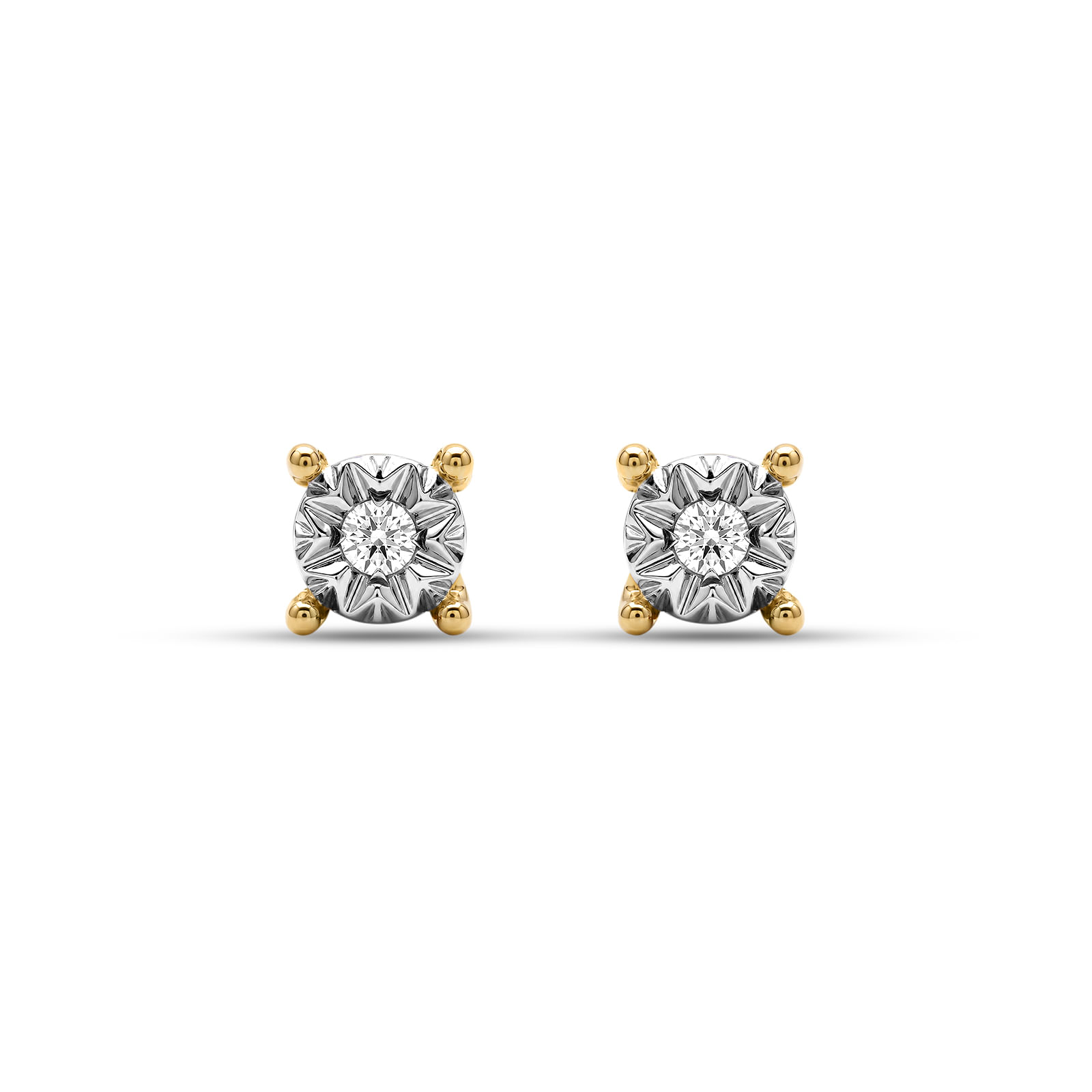 Brinco Solitário Illusion em Ouro Amarelo 18k com Diamante de 0,030ct
