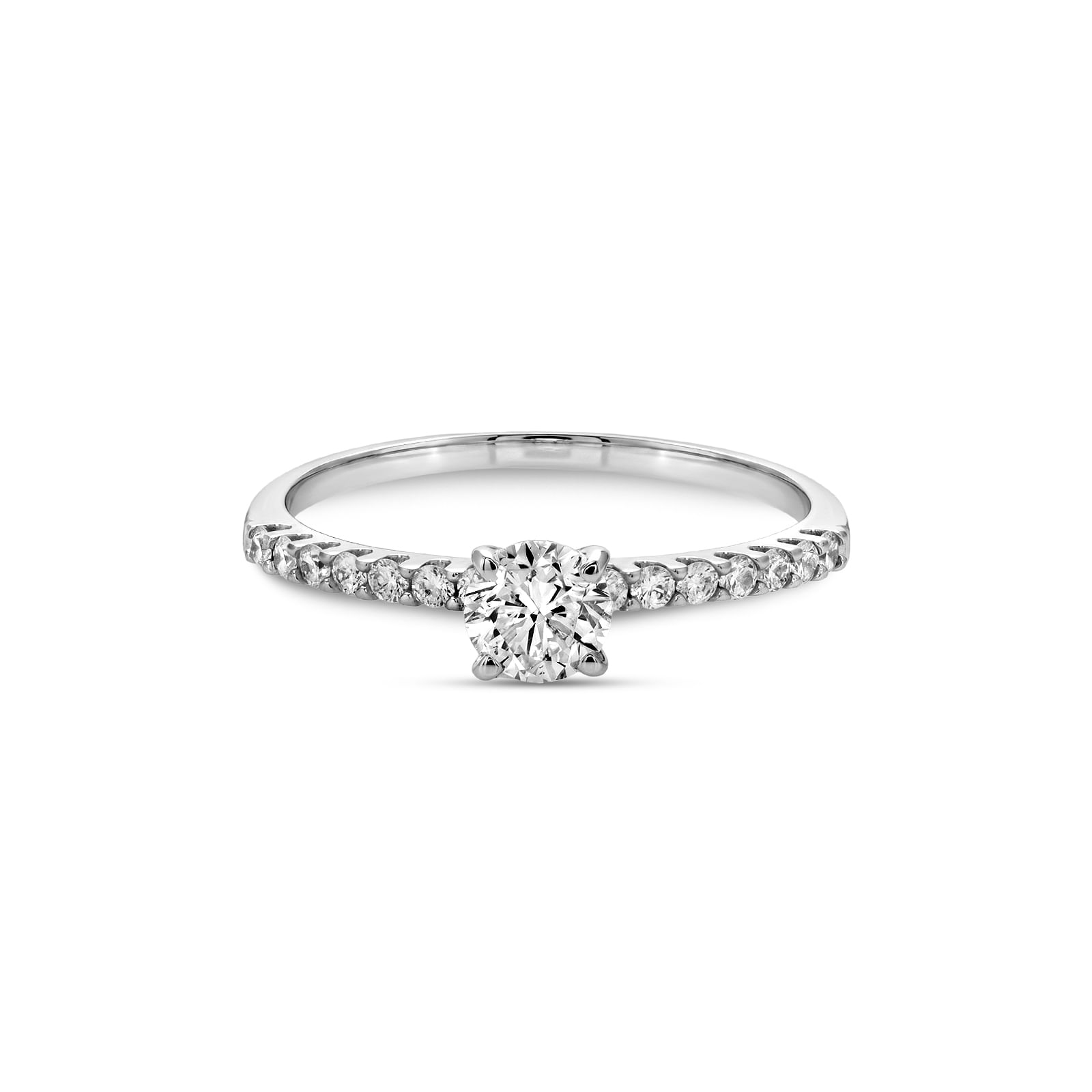 Anel Solitário Classic em Ouro Branco 18k com Topázio London e Diamantes 0,71 ct