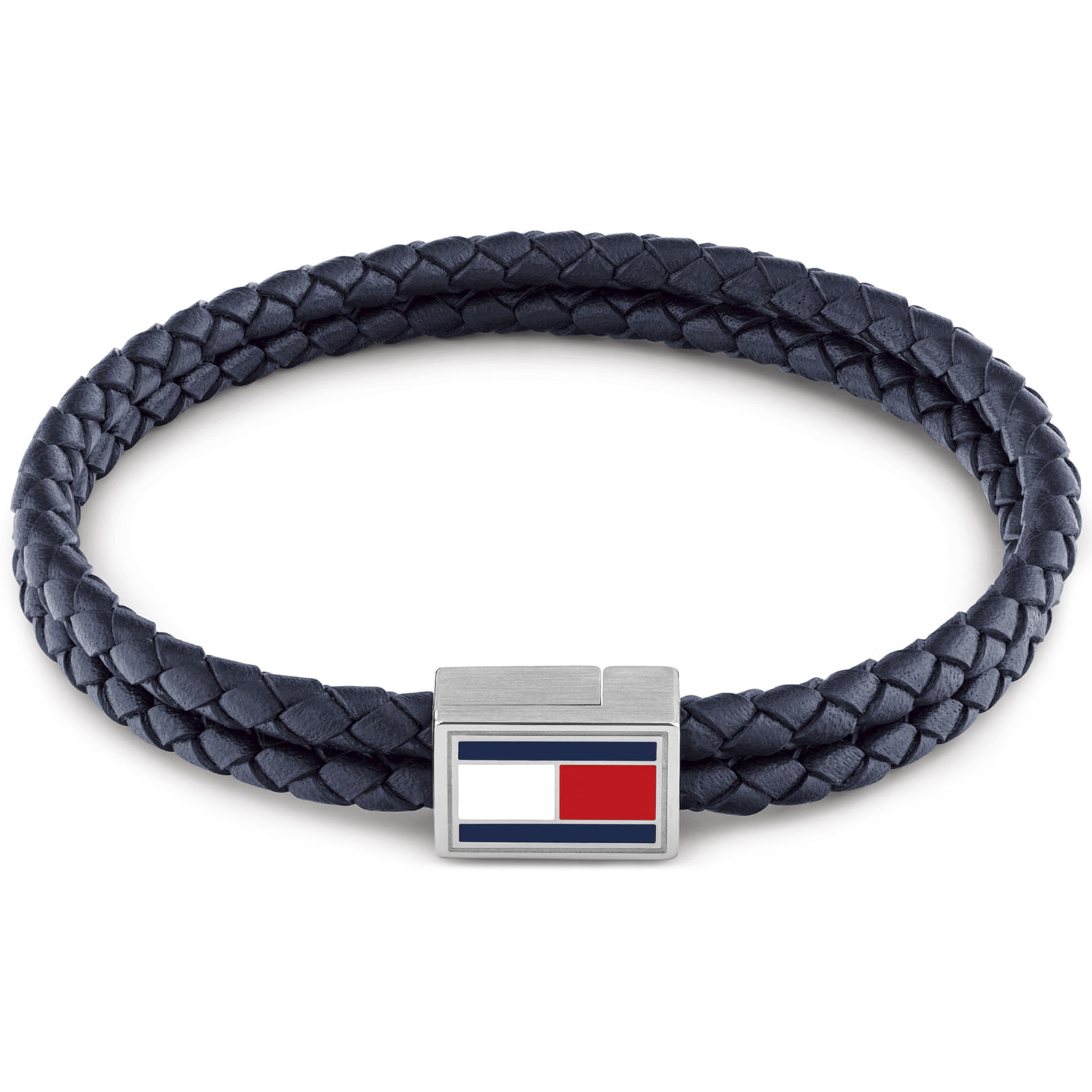 Pulseira Tommy Hilfiger 3D Flag Leather em Couro Azul 2790753S