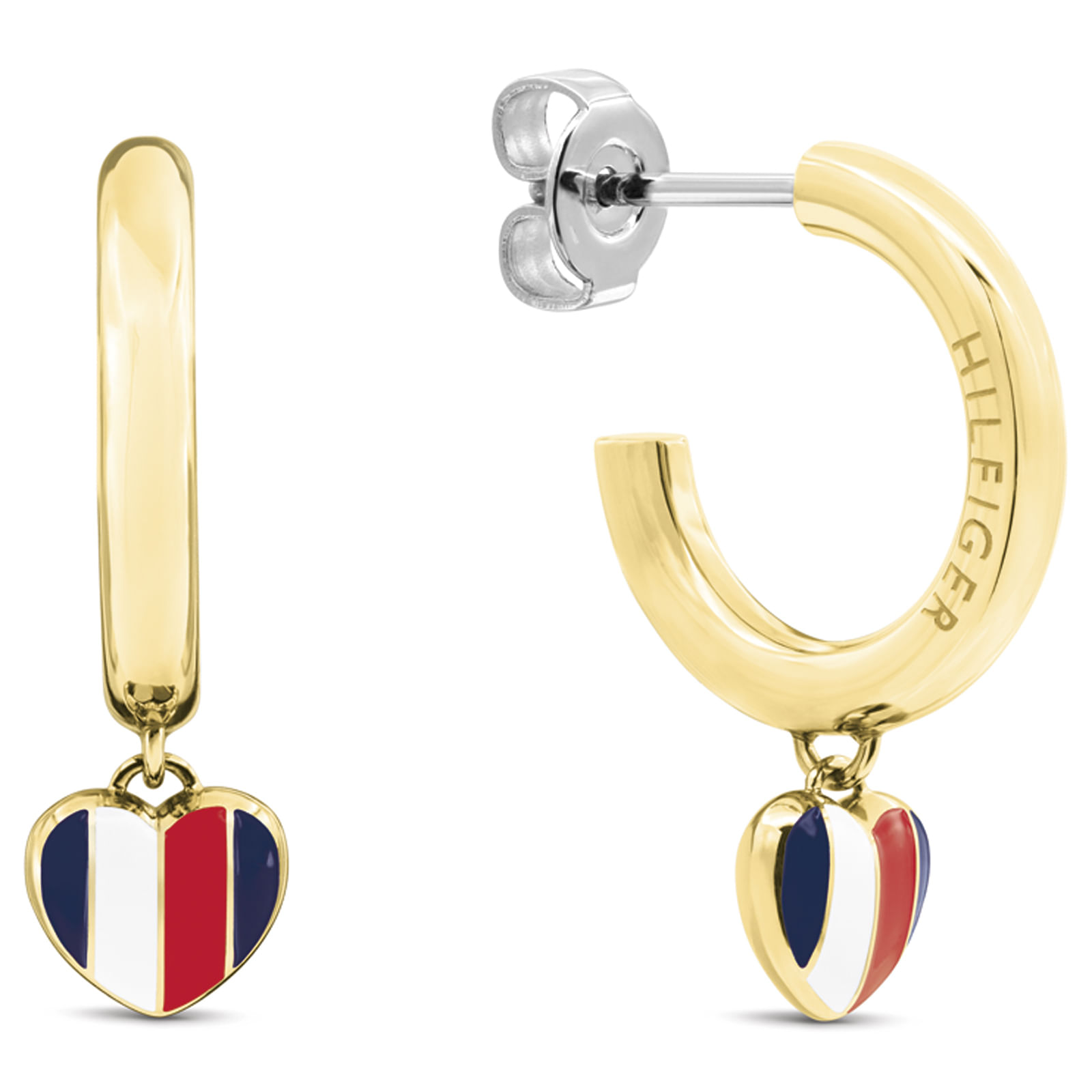 Brincos Tommy Hilfiger Heart Charms em Aço Dourado 2781067