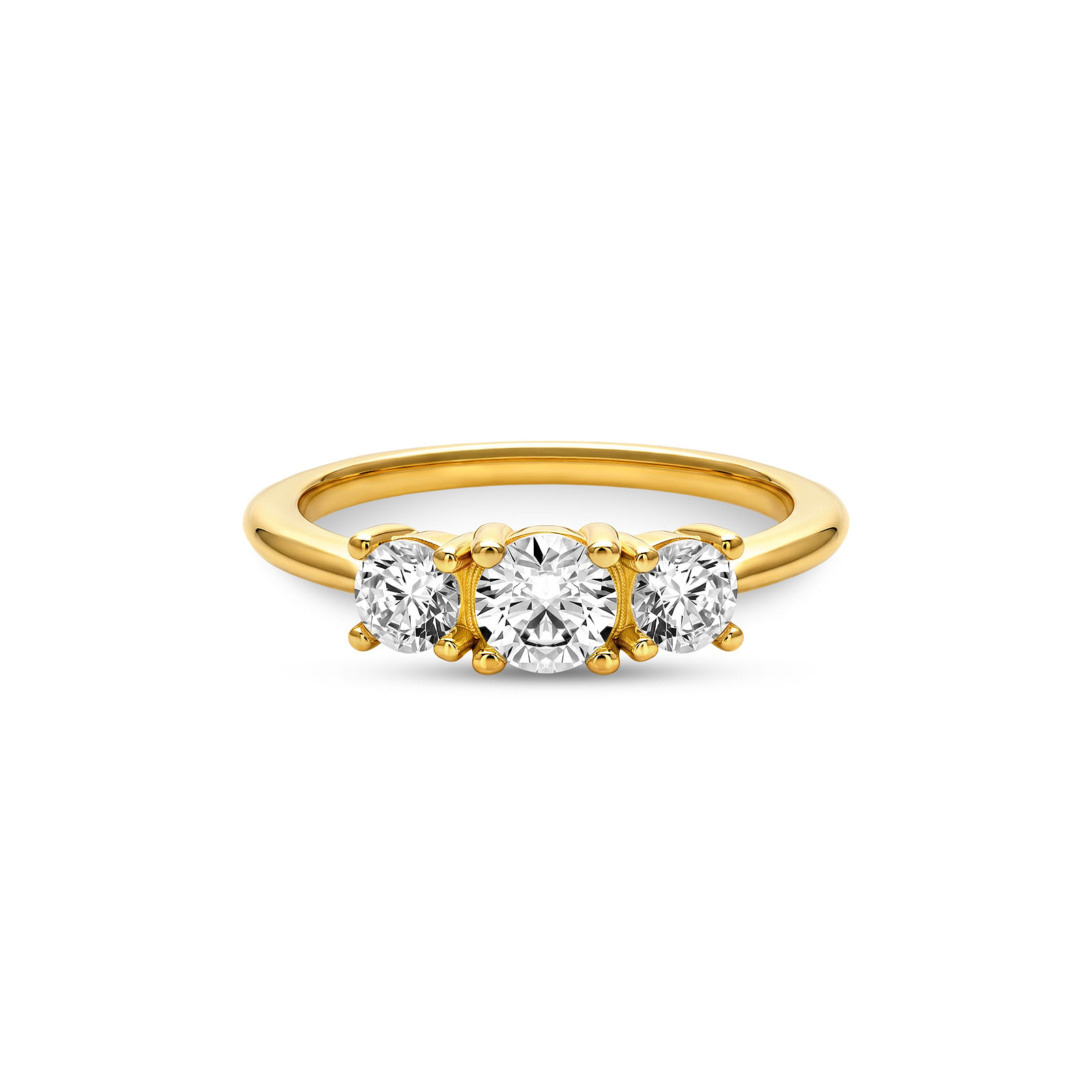 Anel Life Solitário Triplo em Prata 925 com Banho de Ouro Amarelo 18k e Zircônia Incolor