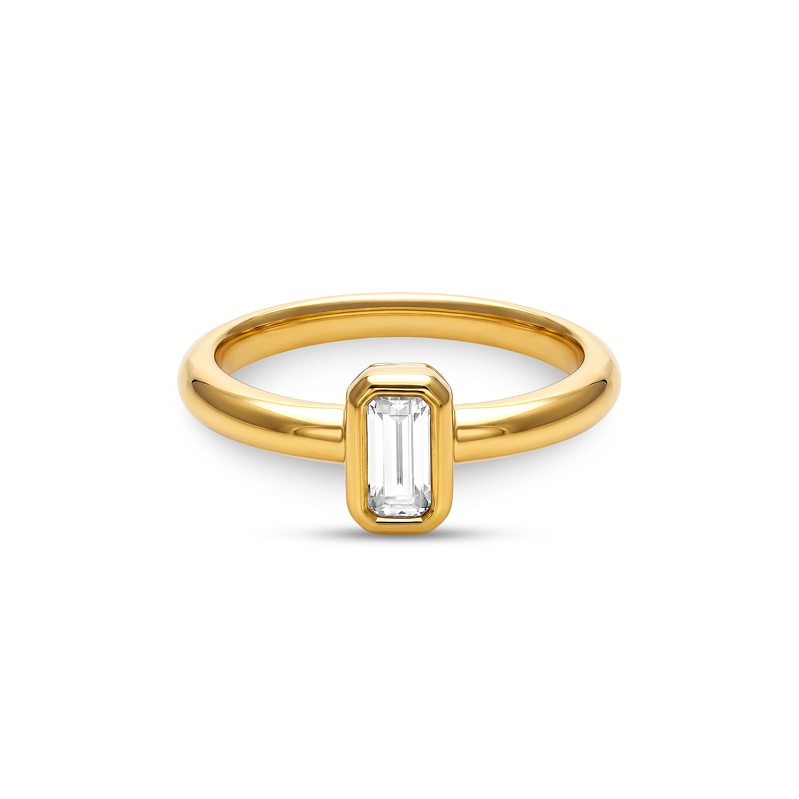 Anel Life Solitário em Prata 925 com Banho de Ouro 18k e Zircônia Incolor