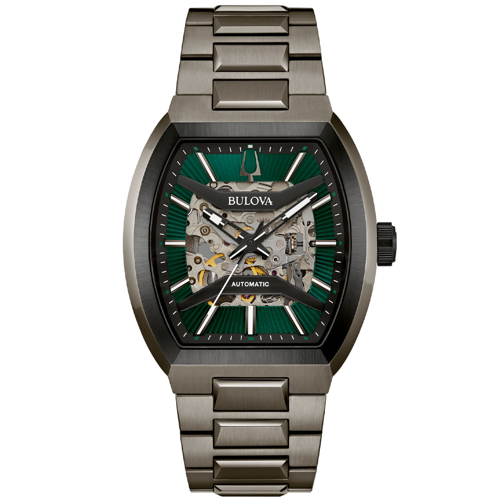 Relógio Bulova Maquina Automático Masculino em Aço Cinza 98A321