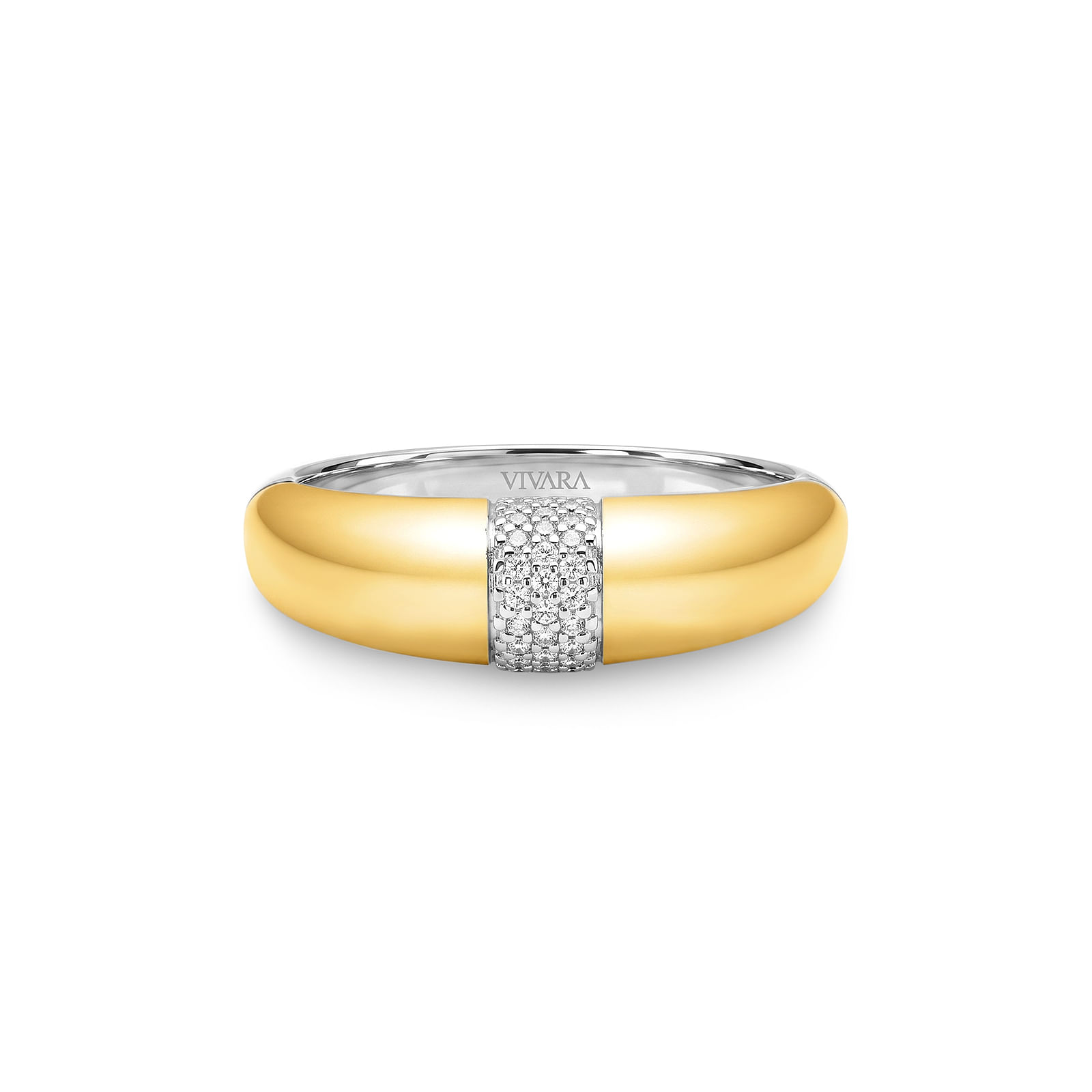 Anel Mykonos em Prata 925 e Ouro Amarelo 18k com Diamantes 0,10 ct